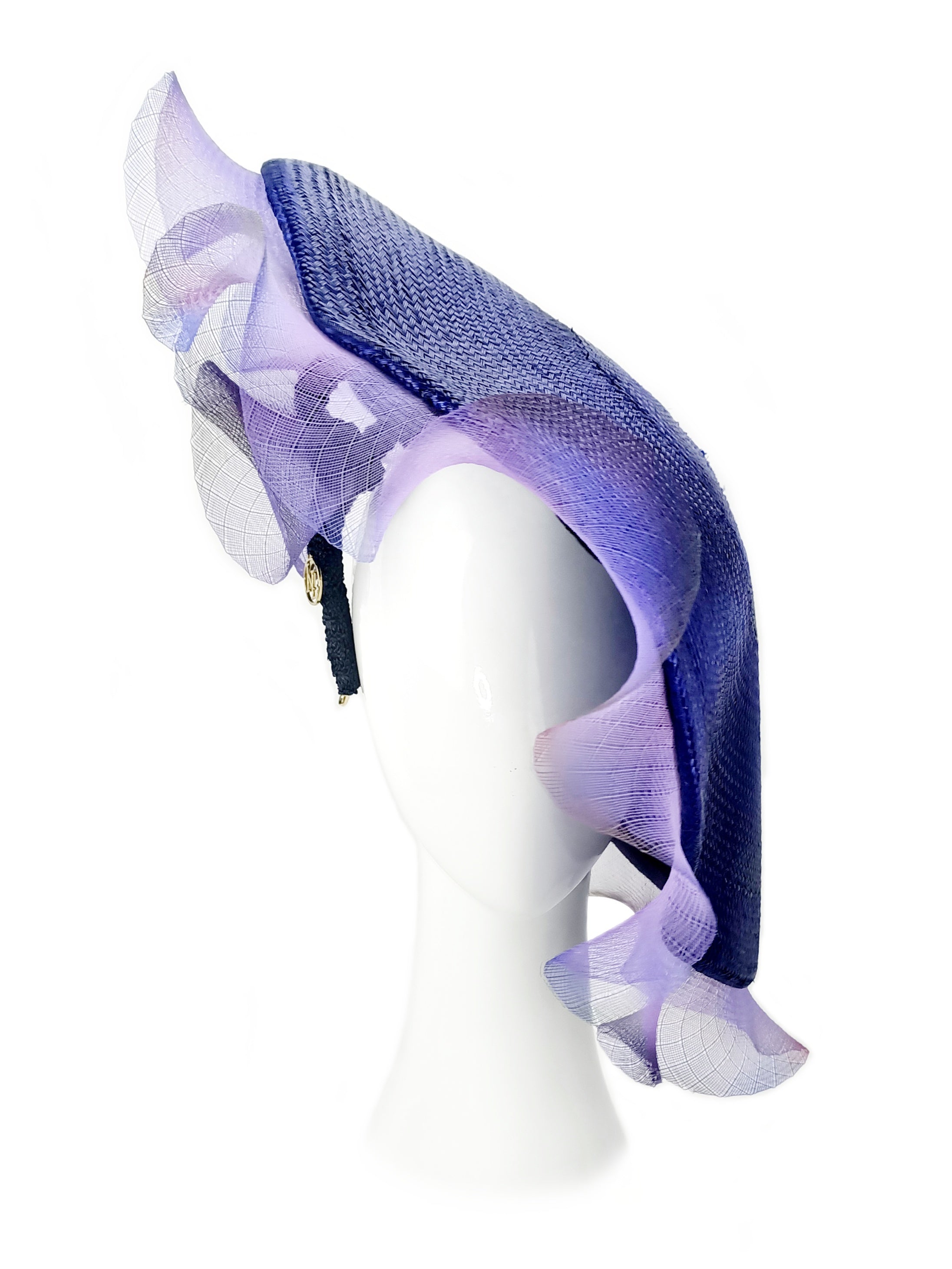 Australian milliner Kathryn Lee – Amethyst Purple hat featuring straw