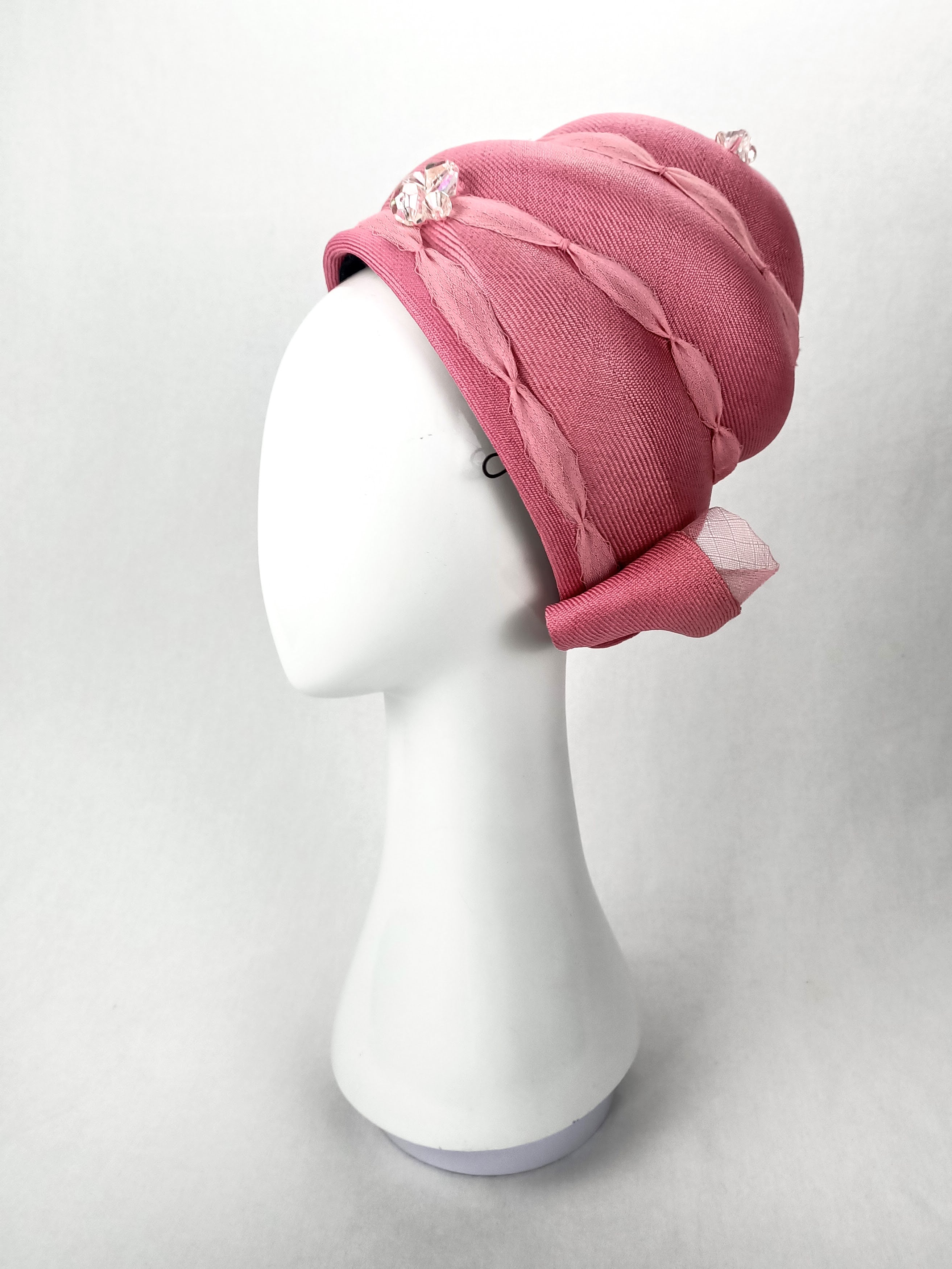Handcrafted Pink pillbox hat April – Kathryn Lee bespoke collection