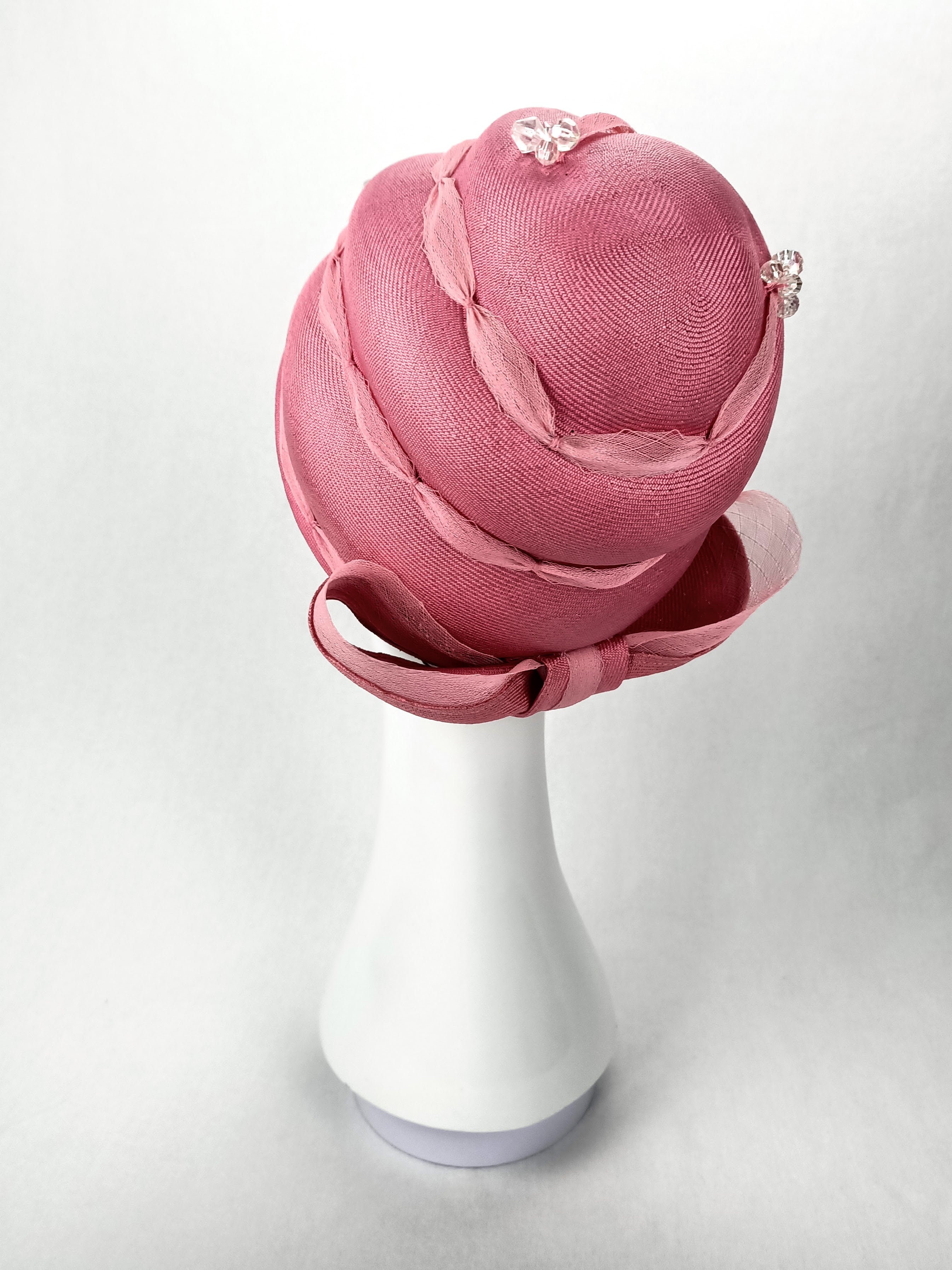 April by Kathryn Lee Millinery – bespoke Pink pillbox hat for Royal Ascot