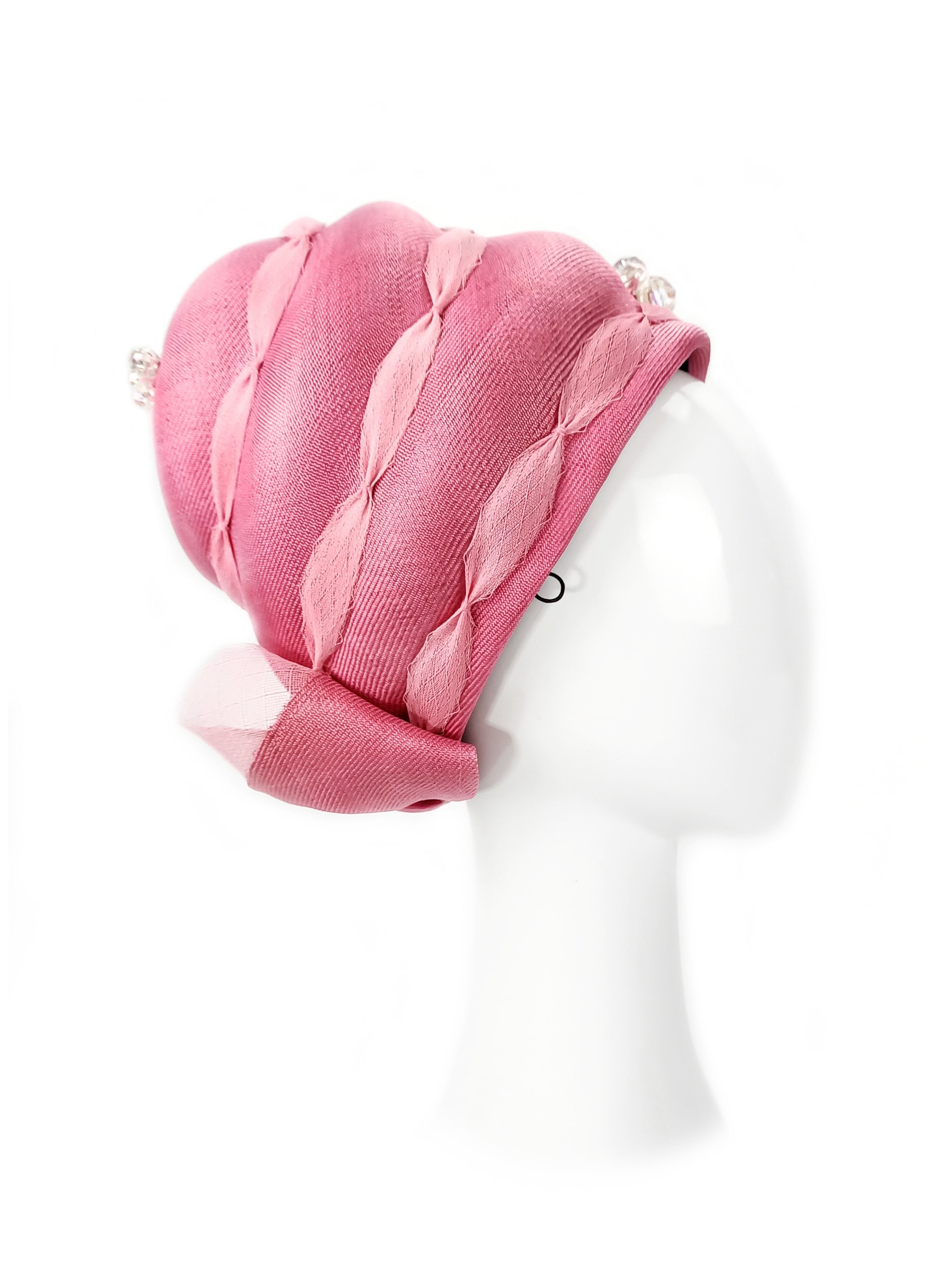 Bespoke April pillbox hat crafted from sinamay – designed for garden party by Kathryn Lee