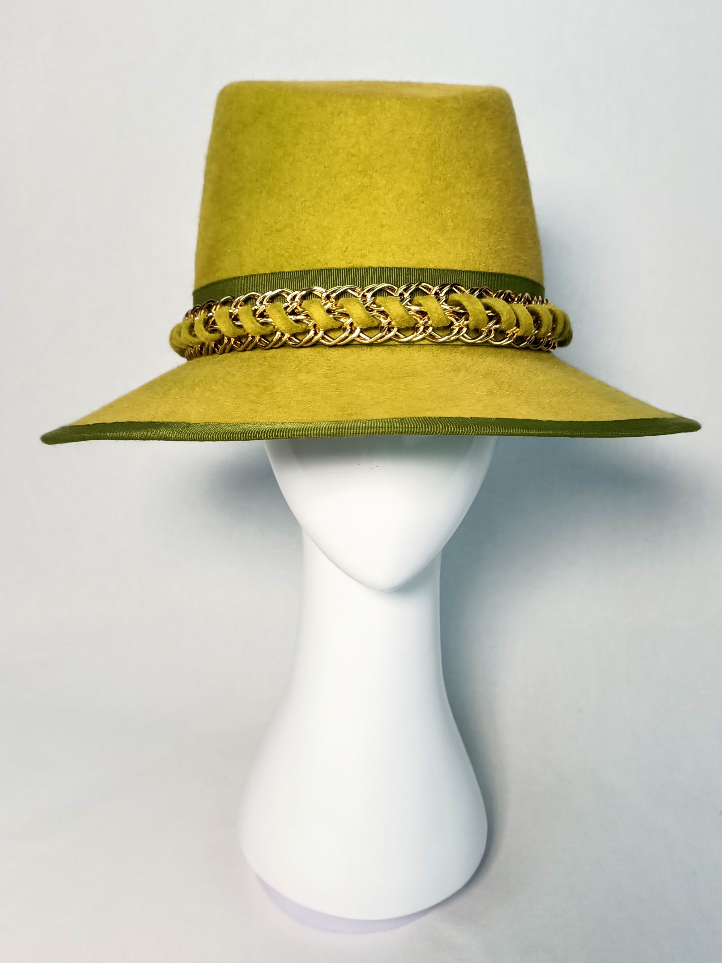 Candace – Moss green fedora crafted from felt perfect for Royal Ascot