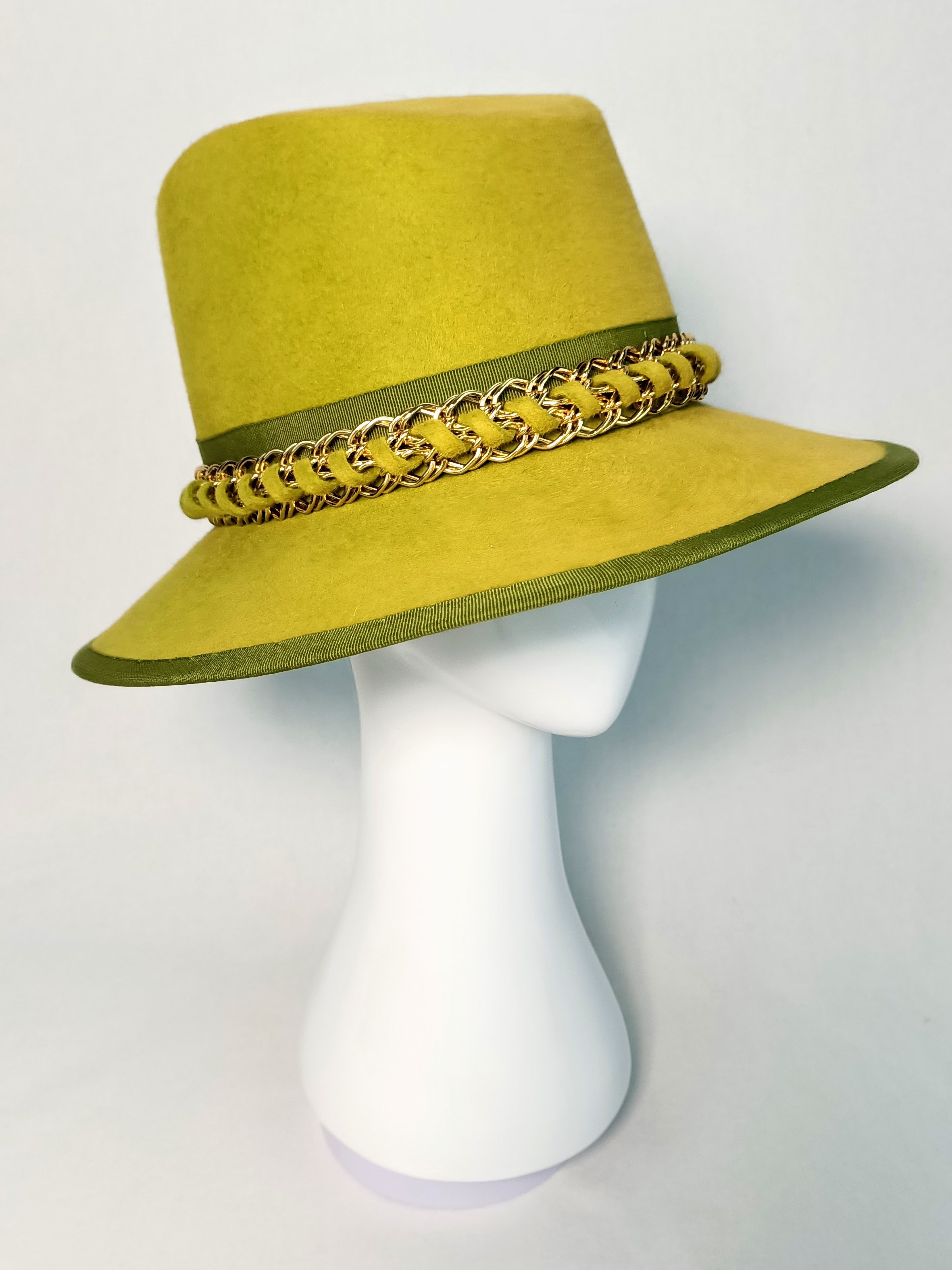 Australian milliner Kathryn Lee – Candace Moss green fedora featuring felt