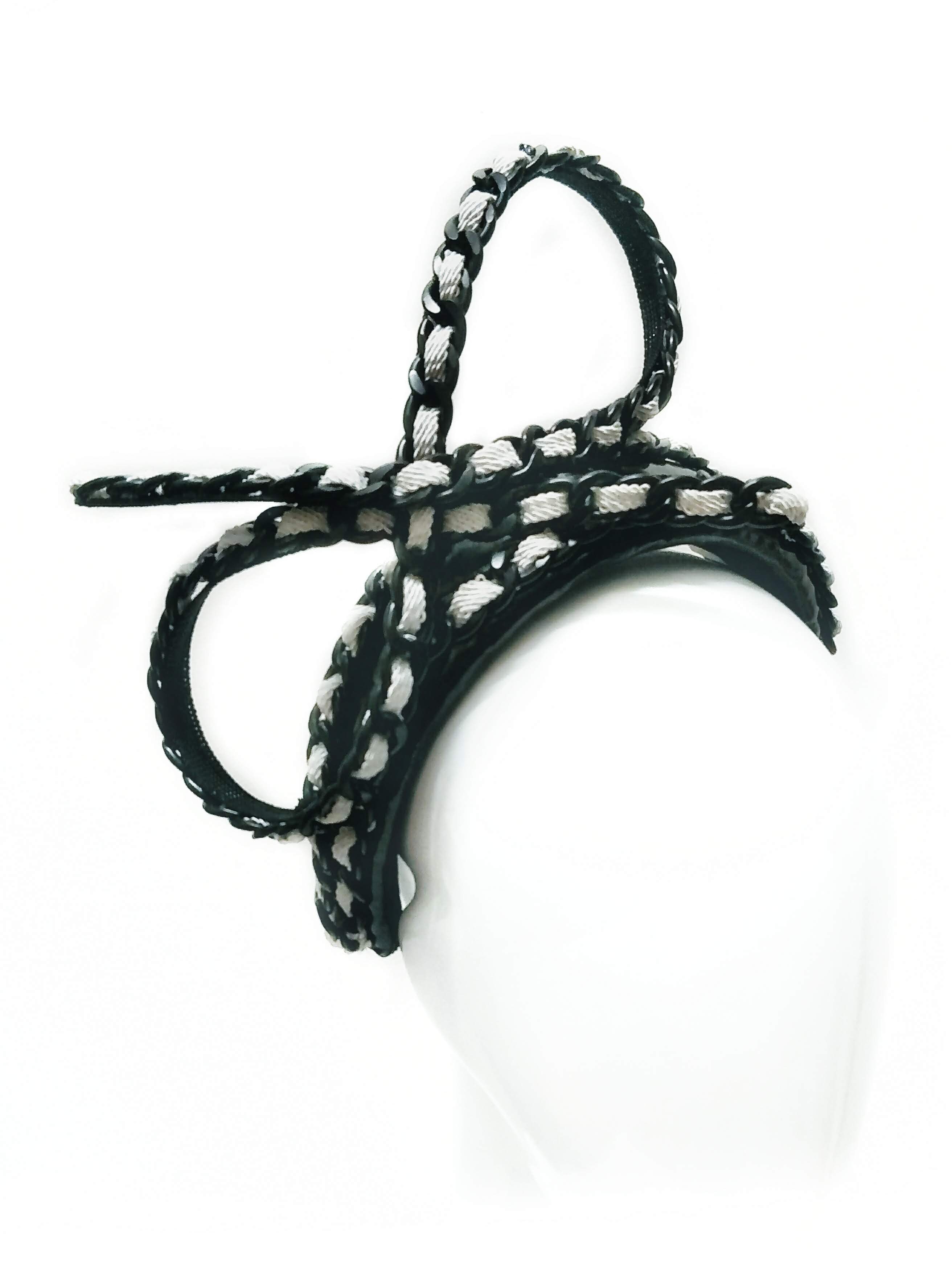 Bespoke Black headband Derby Chain – couture millinery for Kentucky Derby