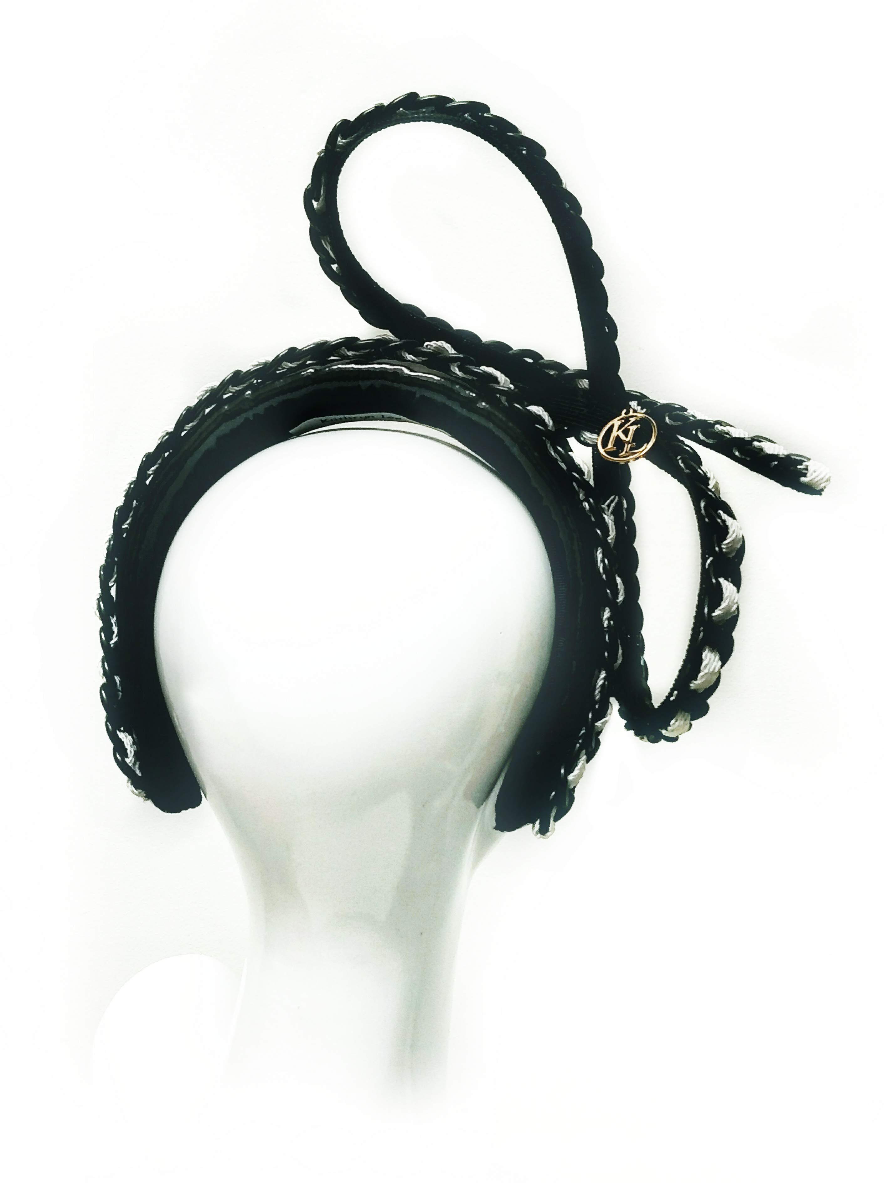 Derby Chain Black headband crafted from latex by Kathryn Lee Millinery, Australian bespoke milliner
