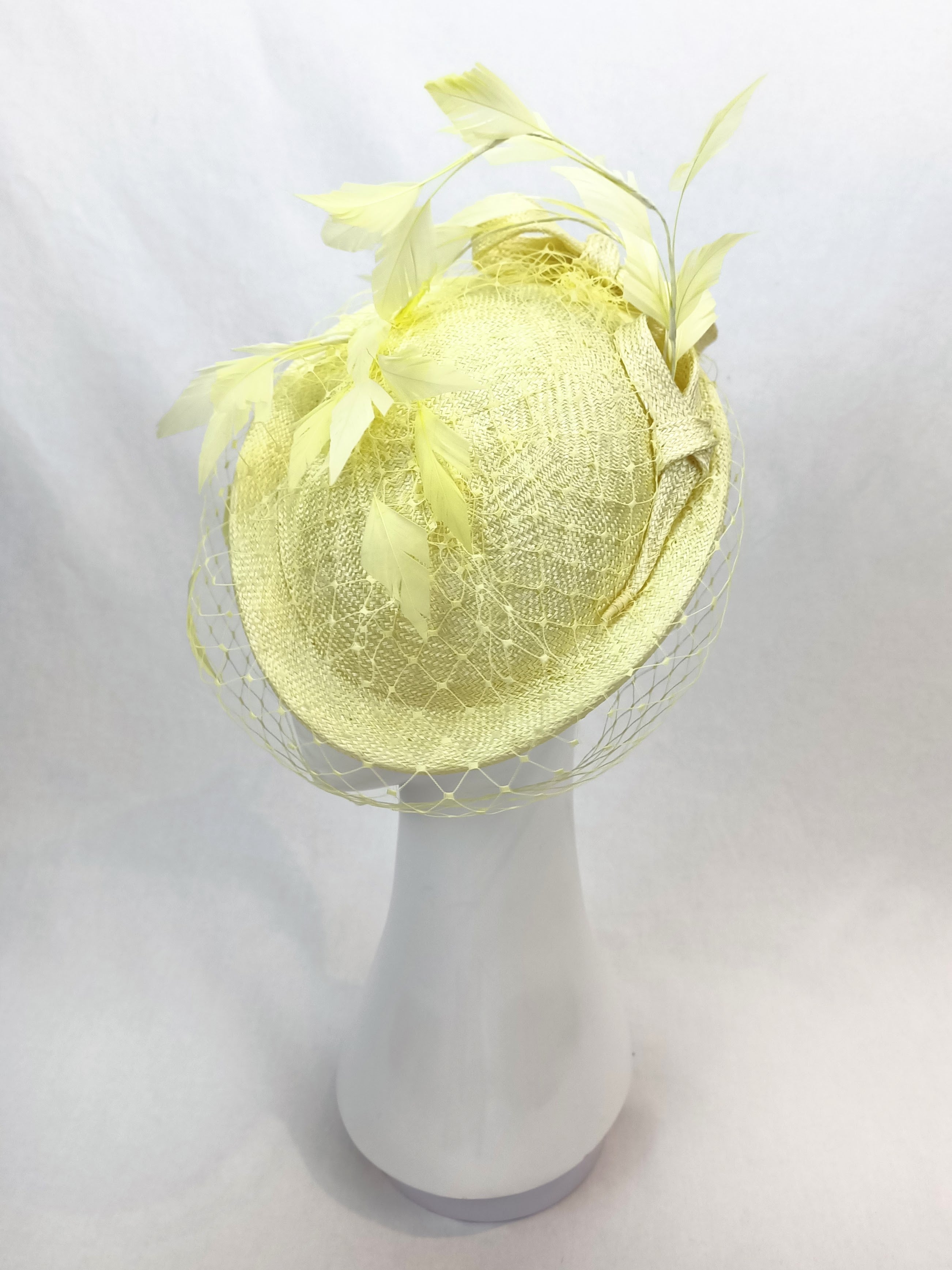 Australian milliner Kathryn Lee – Diana Yellow beret featuring sinamay and straw