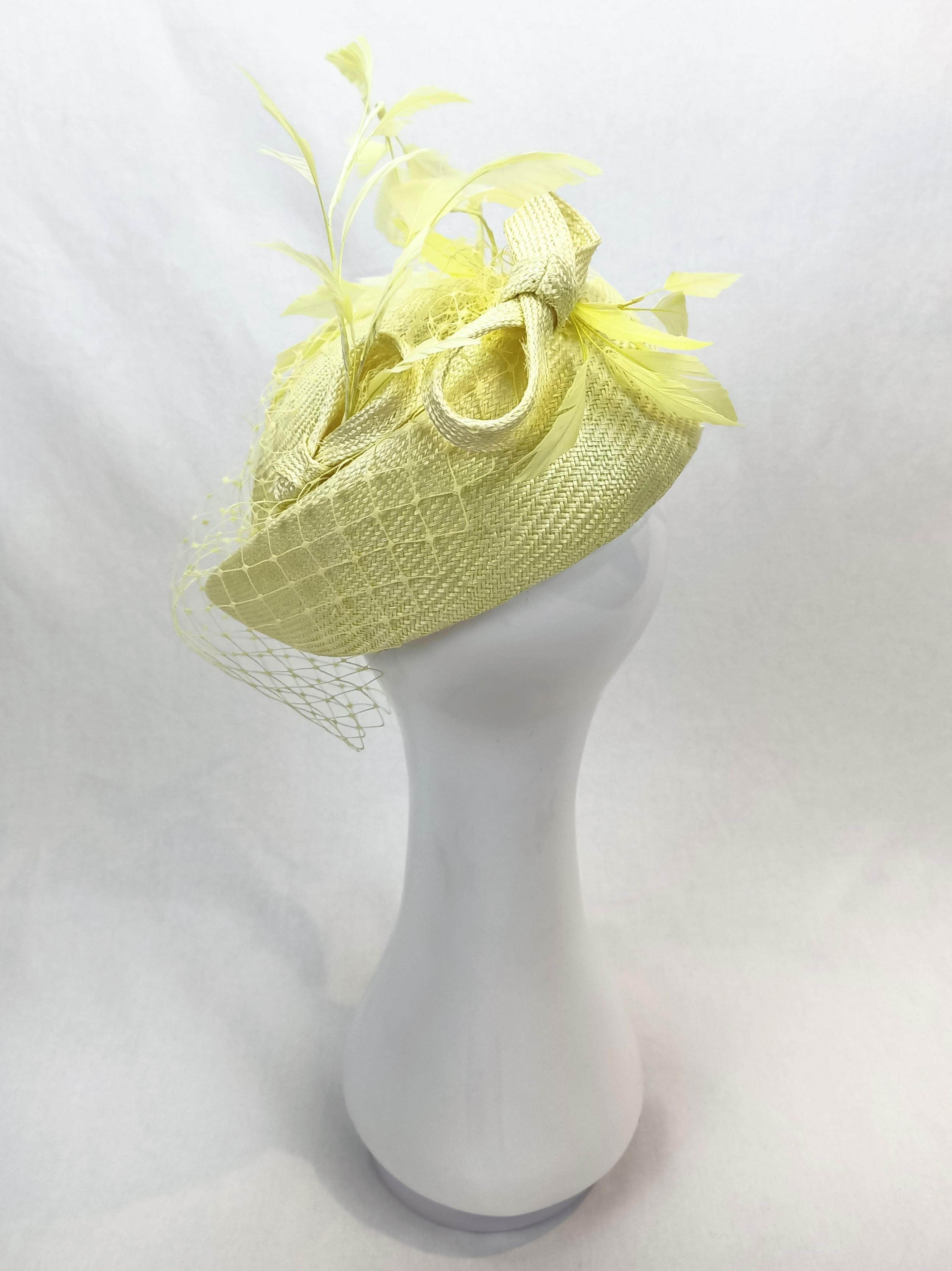 Bespoke Yellow beret Diana – couture millinery for Melbourne Cup