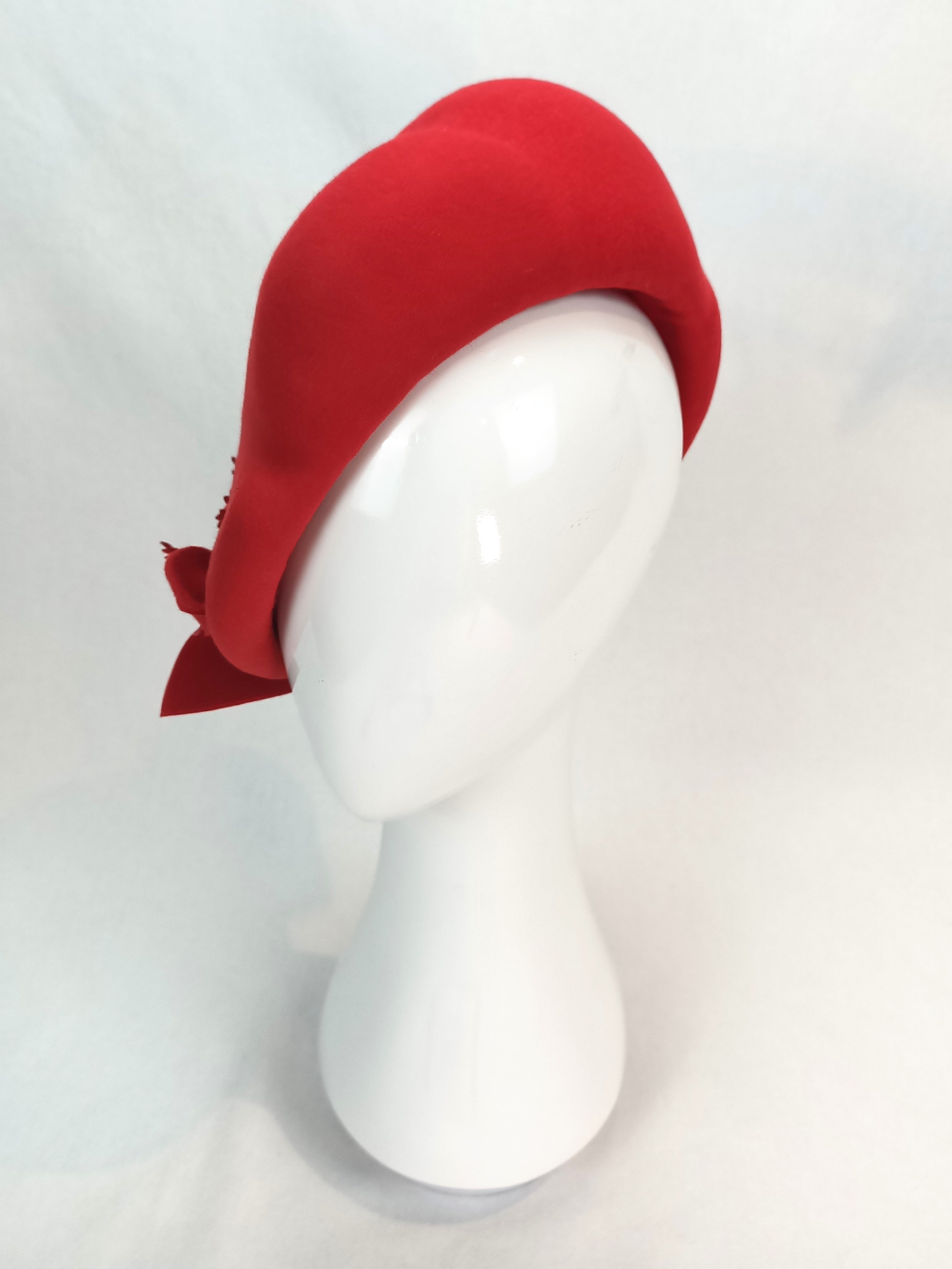 Designer Red beret Emily crafted from felt – Kathryn Lee Millinery Australia