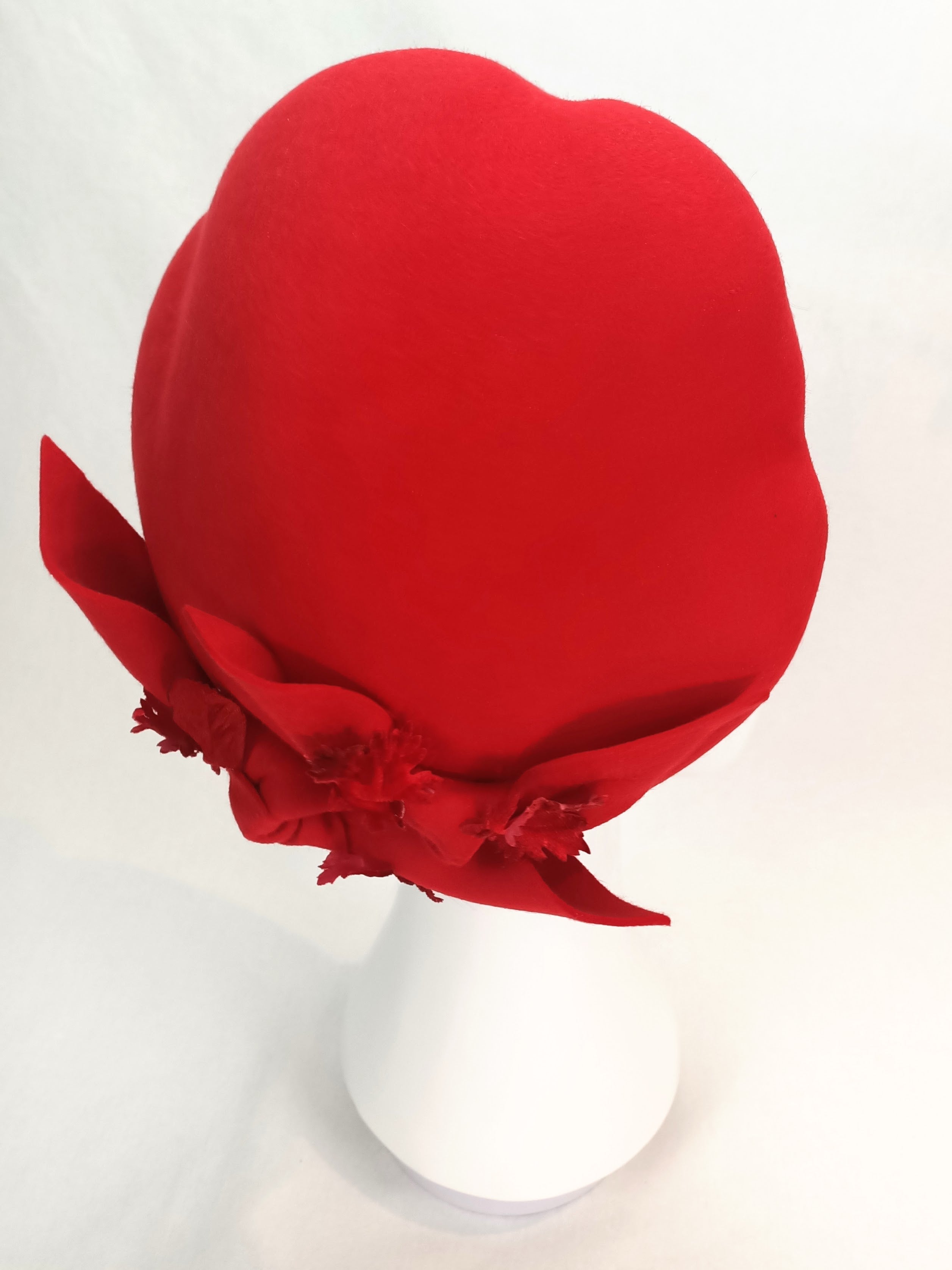Emily Red beret crafted from felt by Kathryn Lee Millinery, Australian bespoke milliner