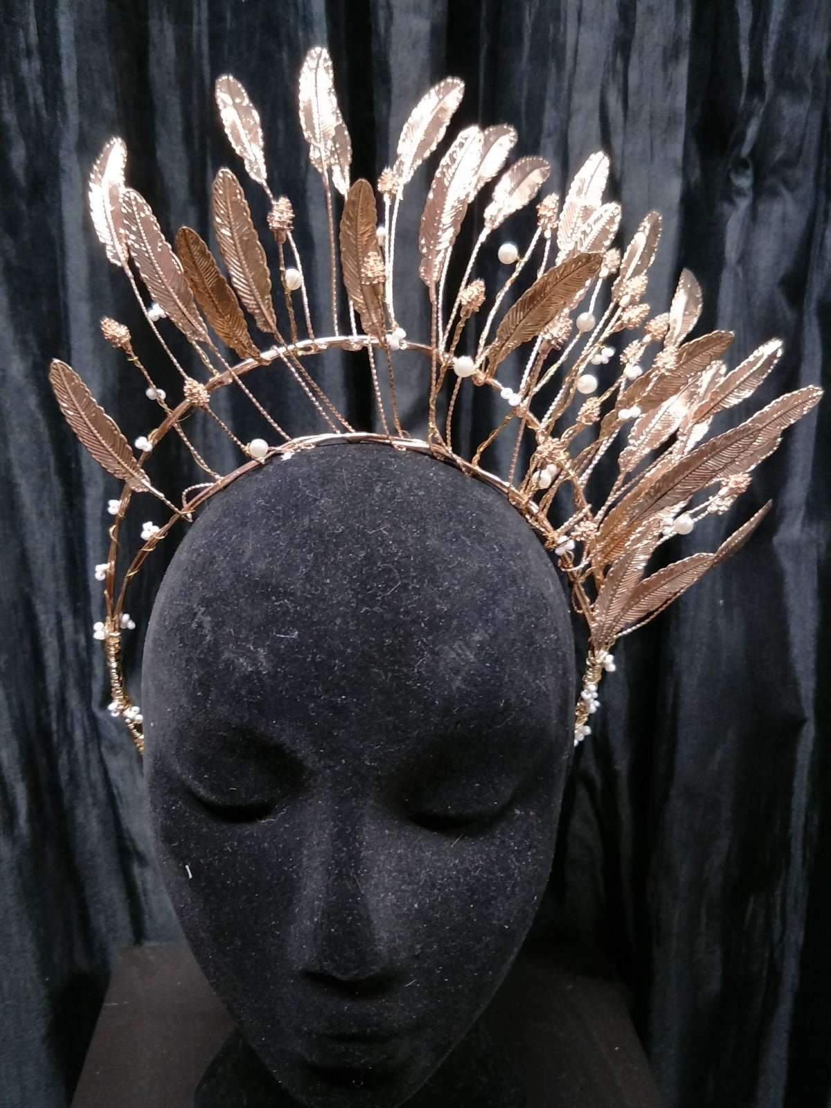 Emma by Kathryn Lee Millinery – bespoke Rose gold headband for Royal Randwick