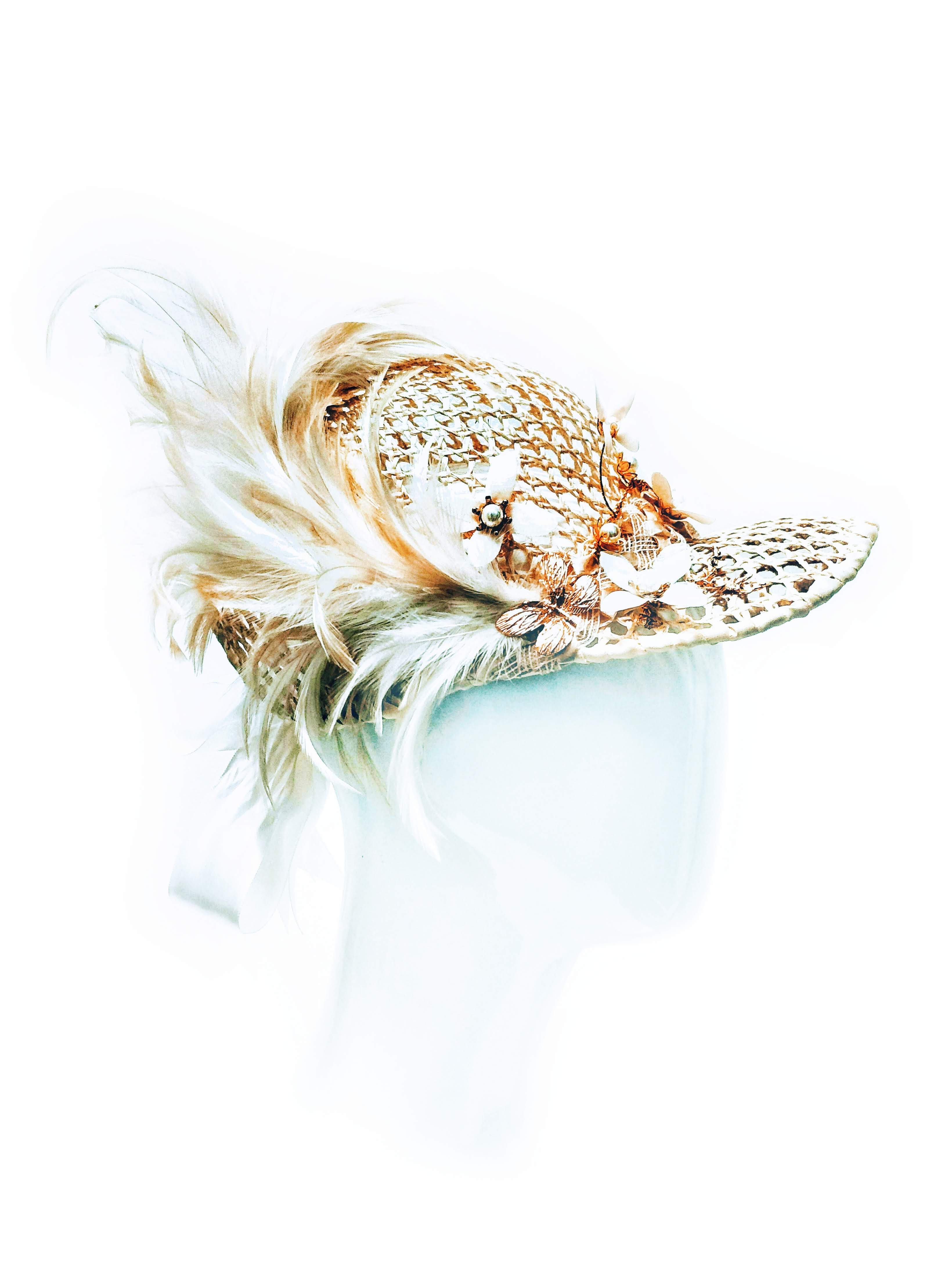 Bespoke Cream cap Foxy – couture millinery for wedding