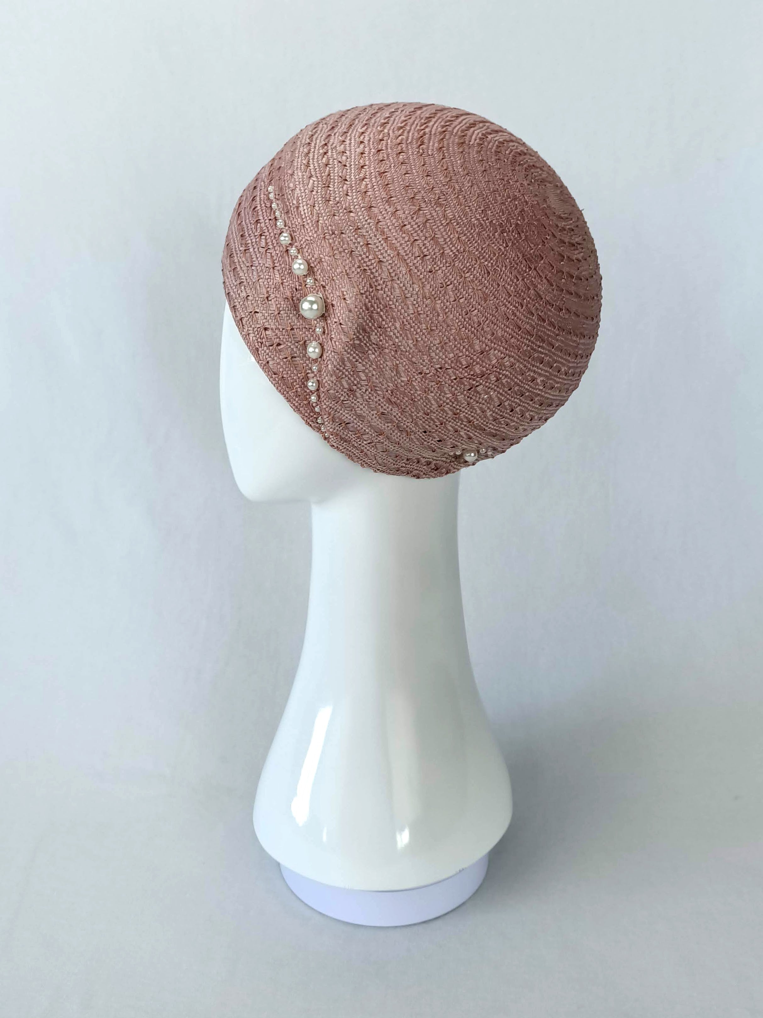 Bespoke Pink beret Lilibet – couture millinery for Derby Day