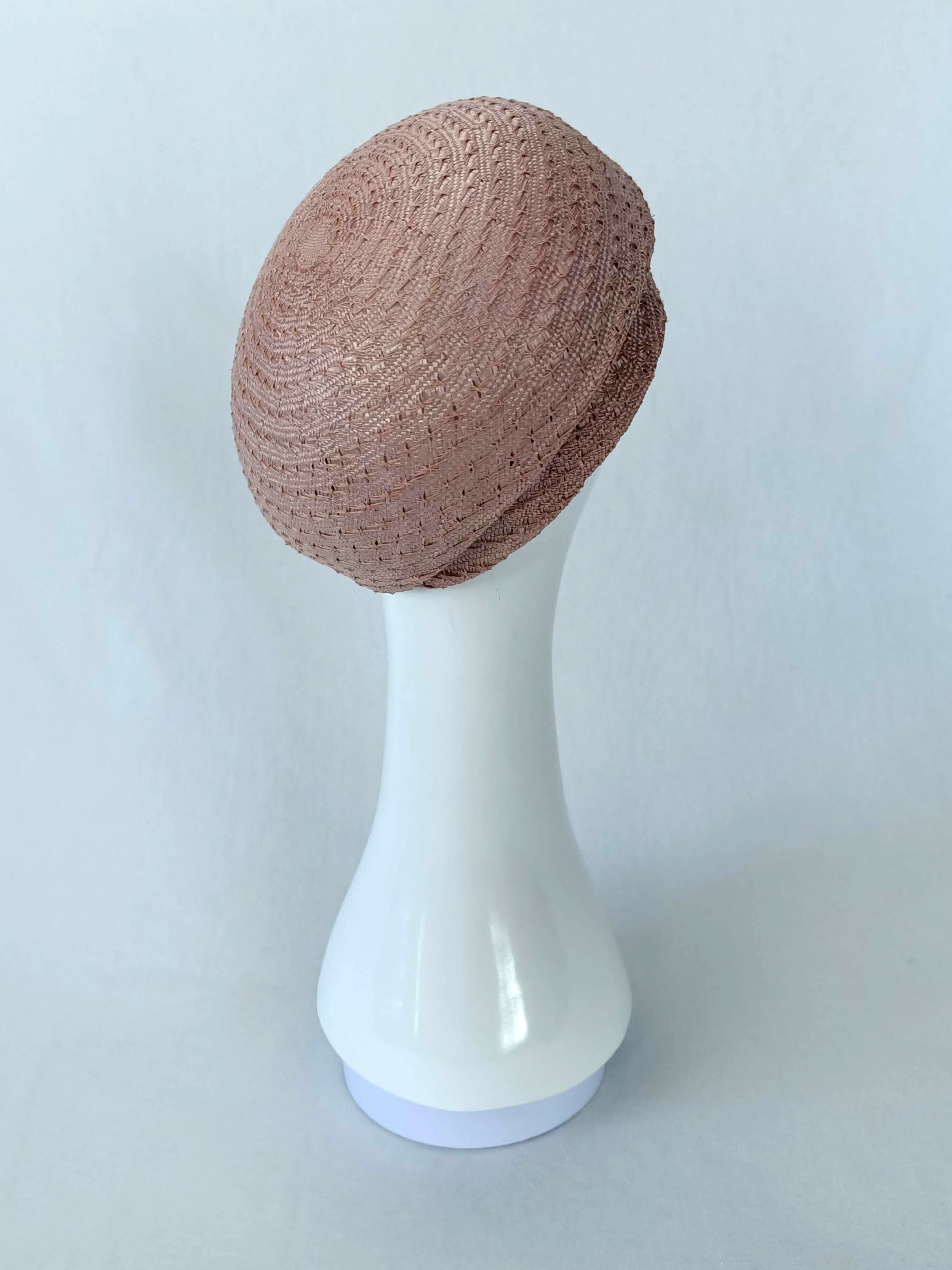 Bespoke Lilibet beret crafted from straw and pearl – designed for Melbourne Cup by Kathryn Lee