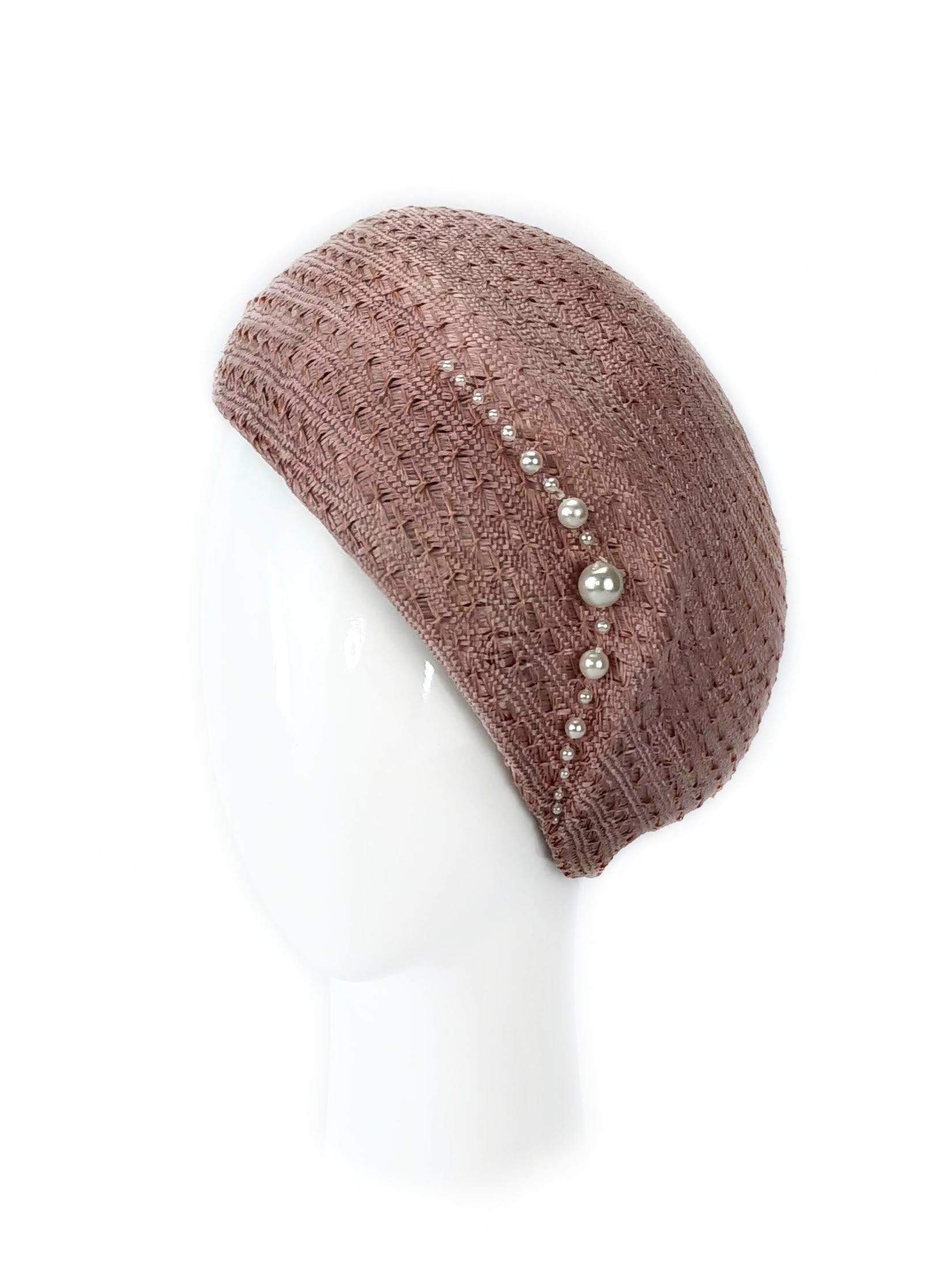 Lilibet beret from the Kathryn Lee Millinery collection featuring straw and pearl