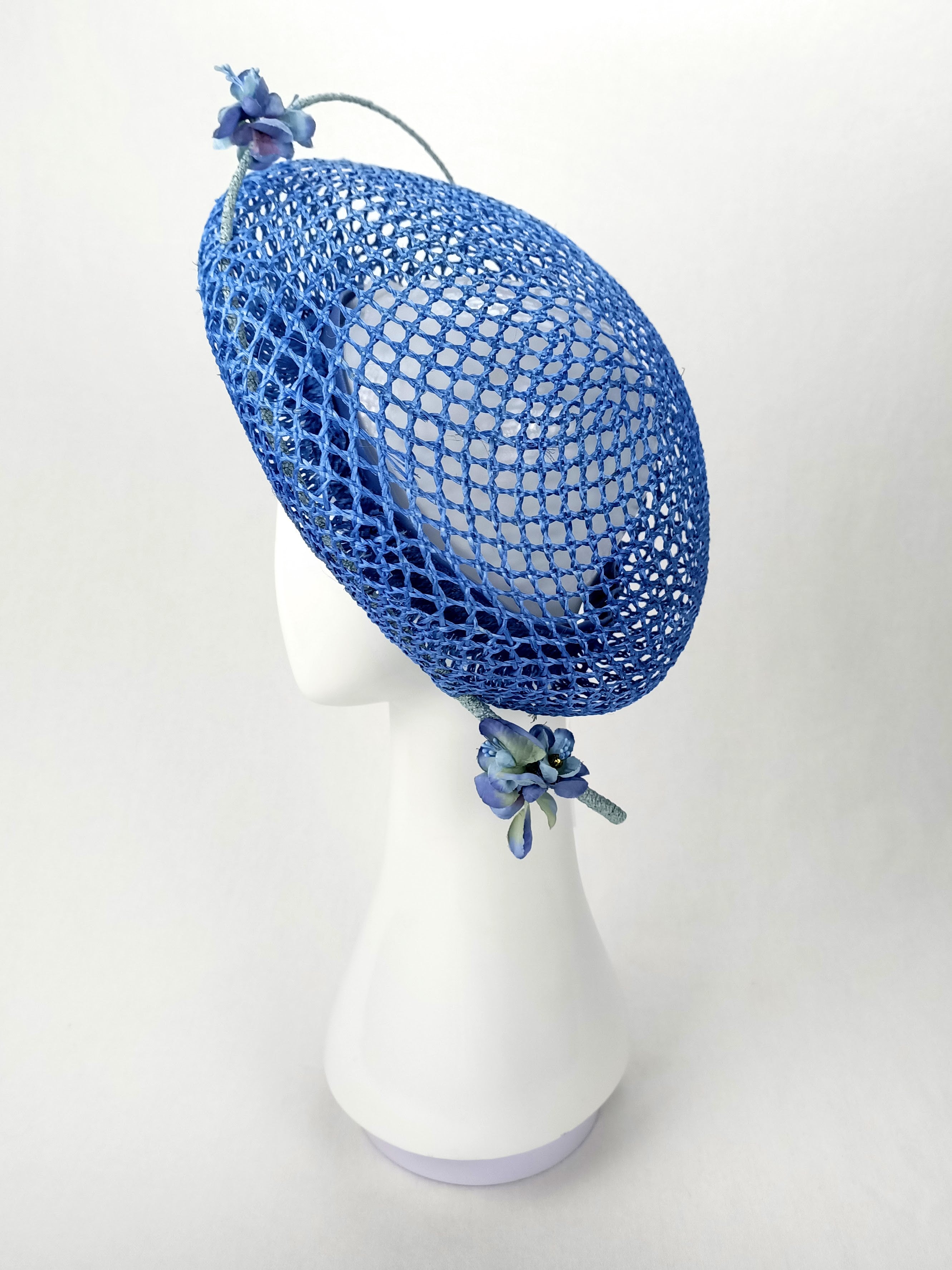 Designer Blue beret Louisa crafted from straw – Kathryn Lee Millinery Australia
