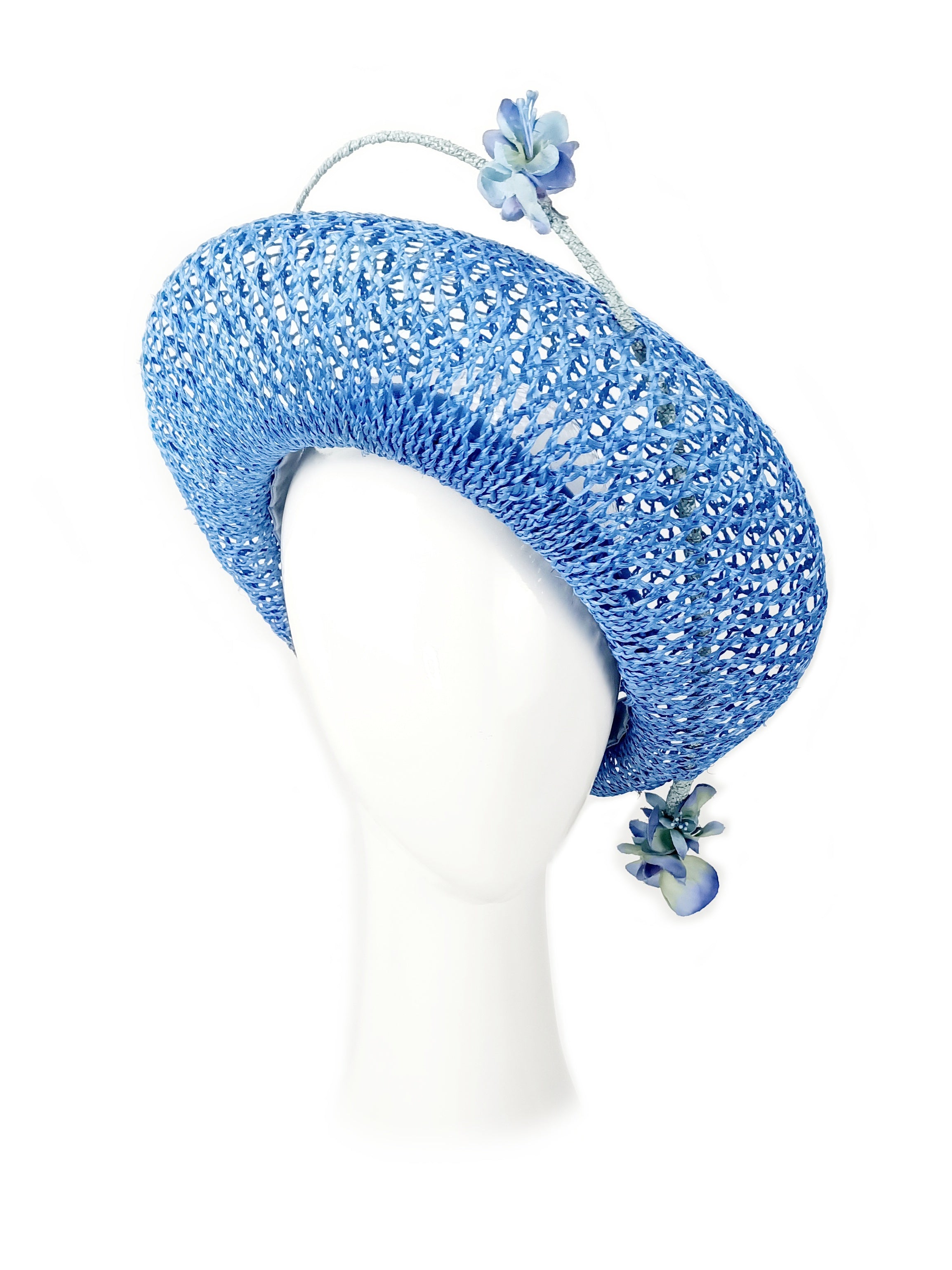 Louisa – Blue beret crafted from straw perfect for Melbourne Cup