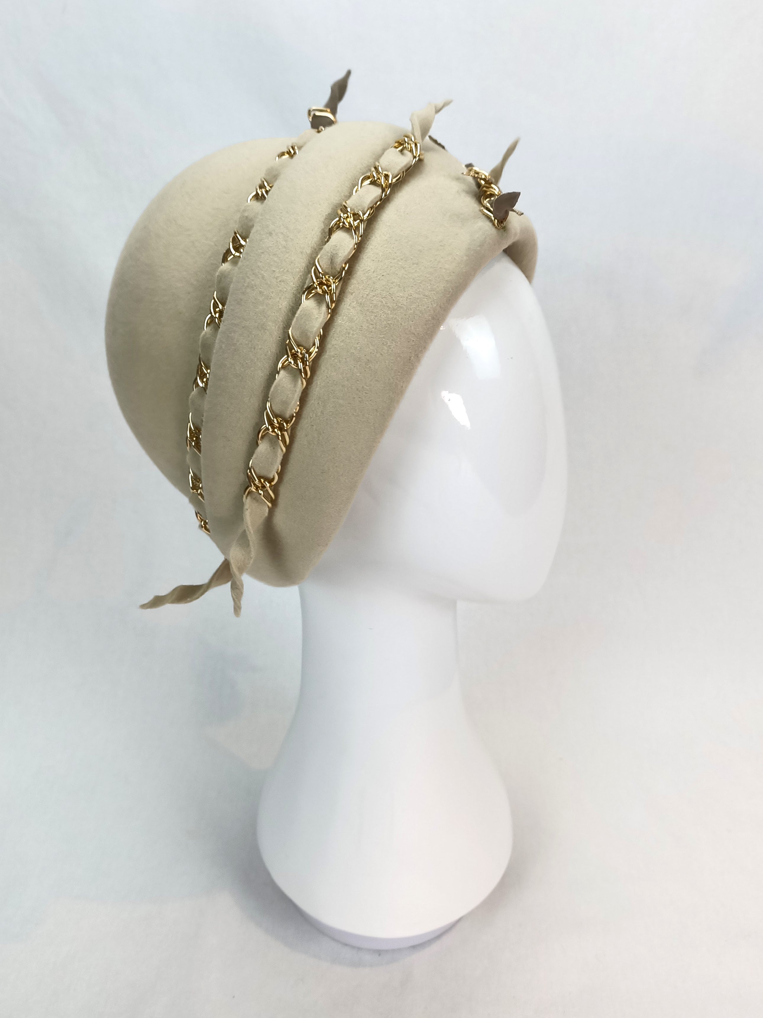 Australian milliner Kathryn Lee – Madeline Gold pillbox hat