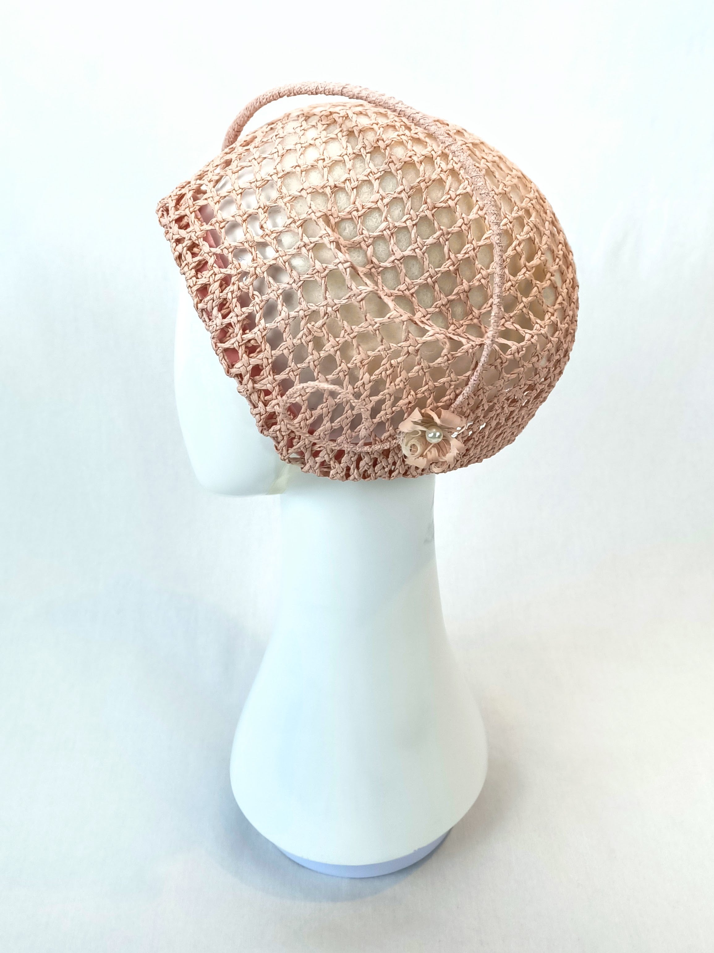 Bespoke Blush cloche hat Millie – couture millinery for wedding