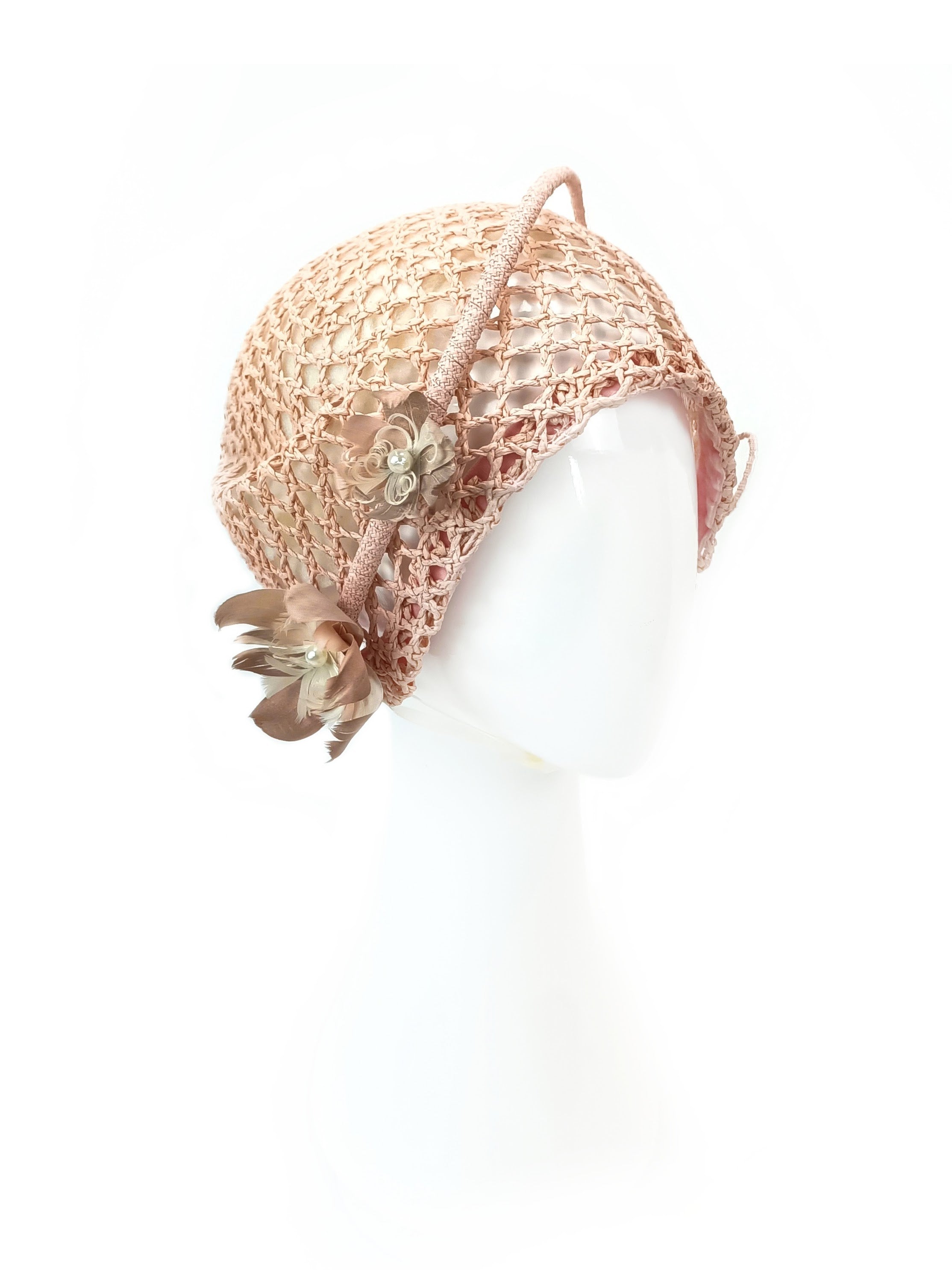 Kathryn Lee Millinery Millie cloche hat featuring straw and feather – Australian couture headwear
