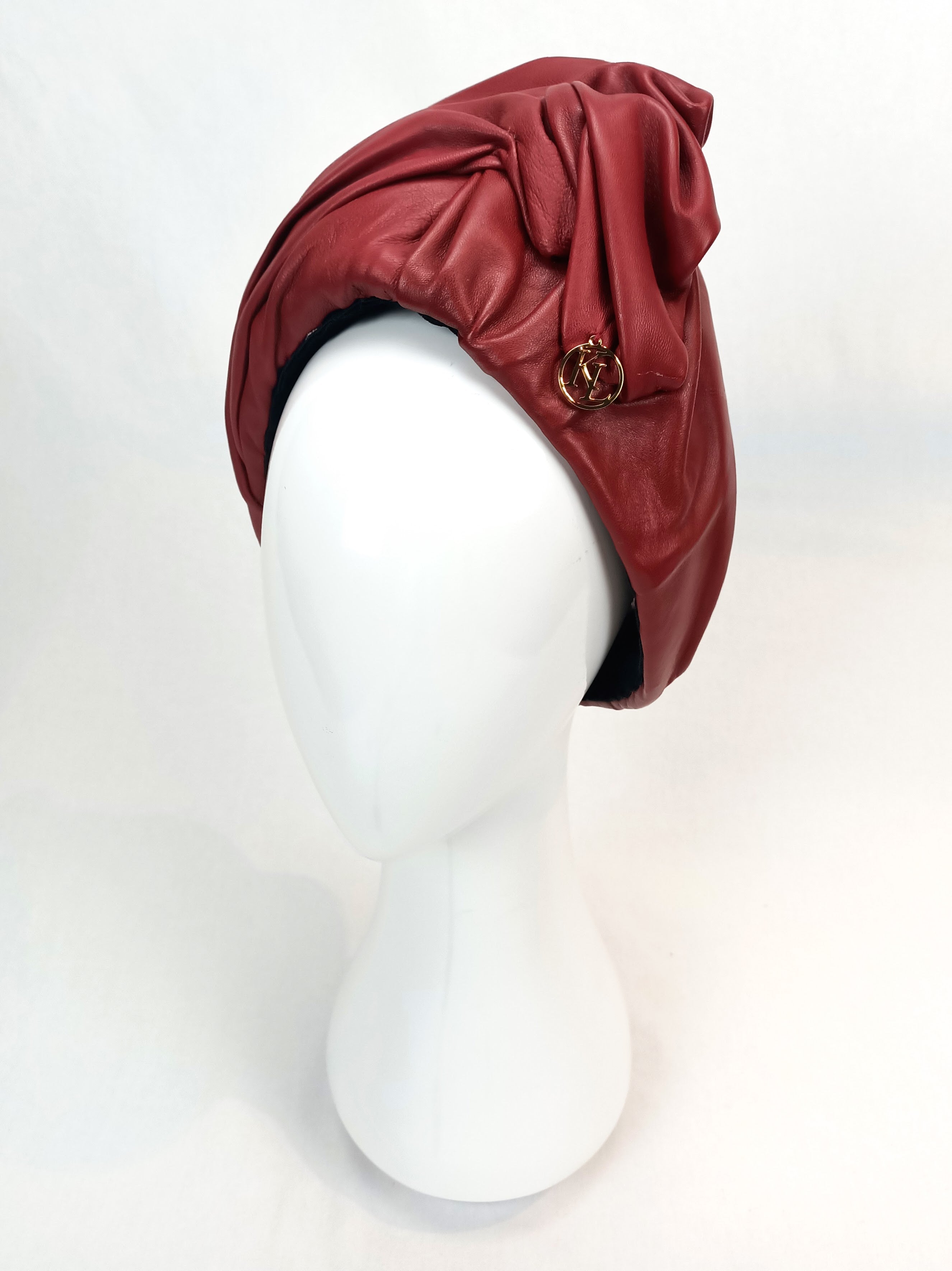 Mirabelle turban – artisan millinery featuring leather for Royal Ascot and beyond