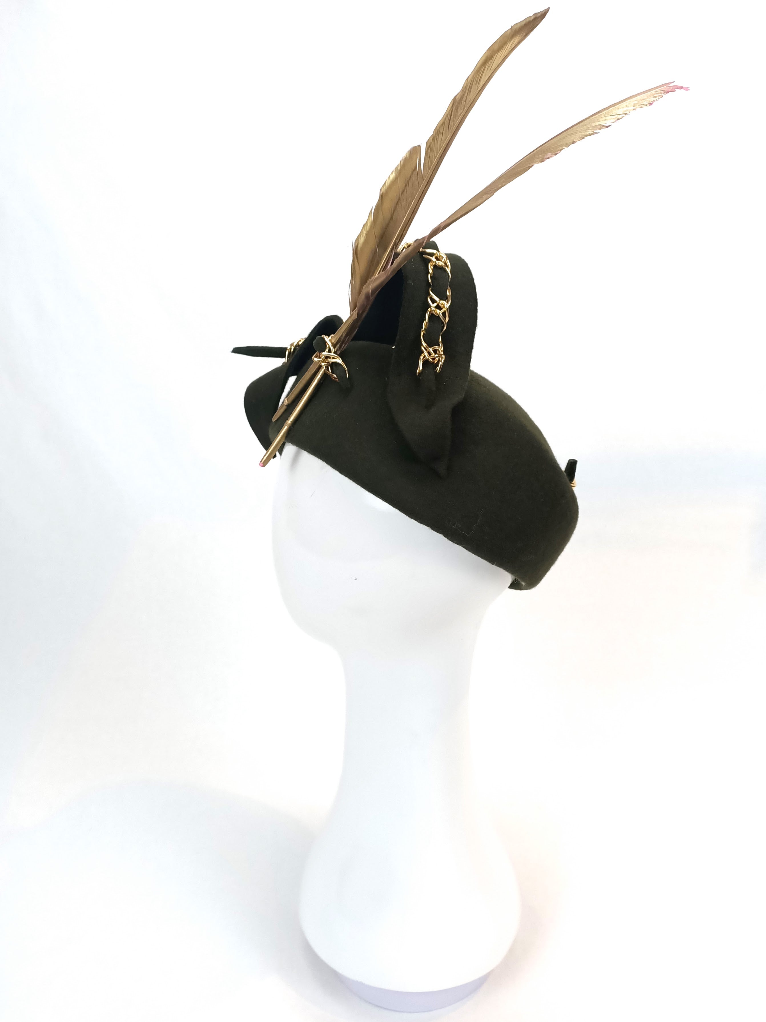 Handcrafted Khaki beret Nicolette – Kathryn Lee bespoke collection