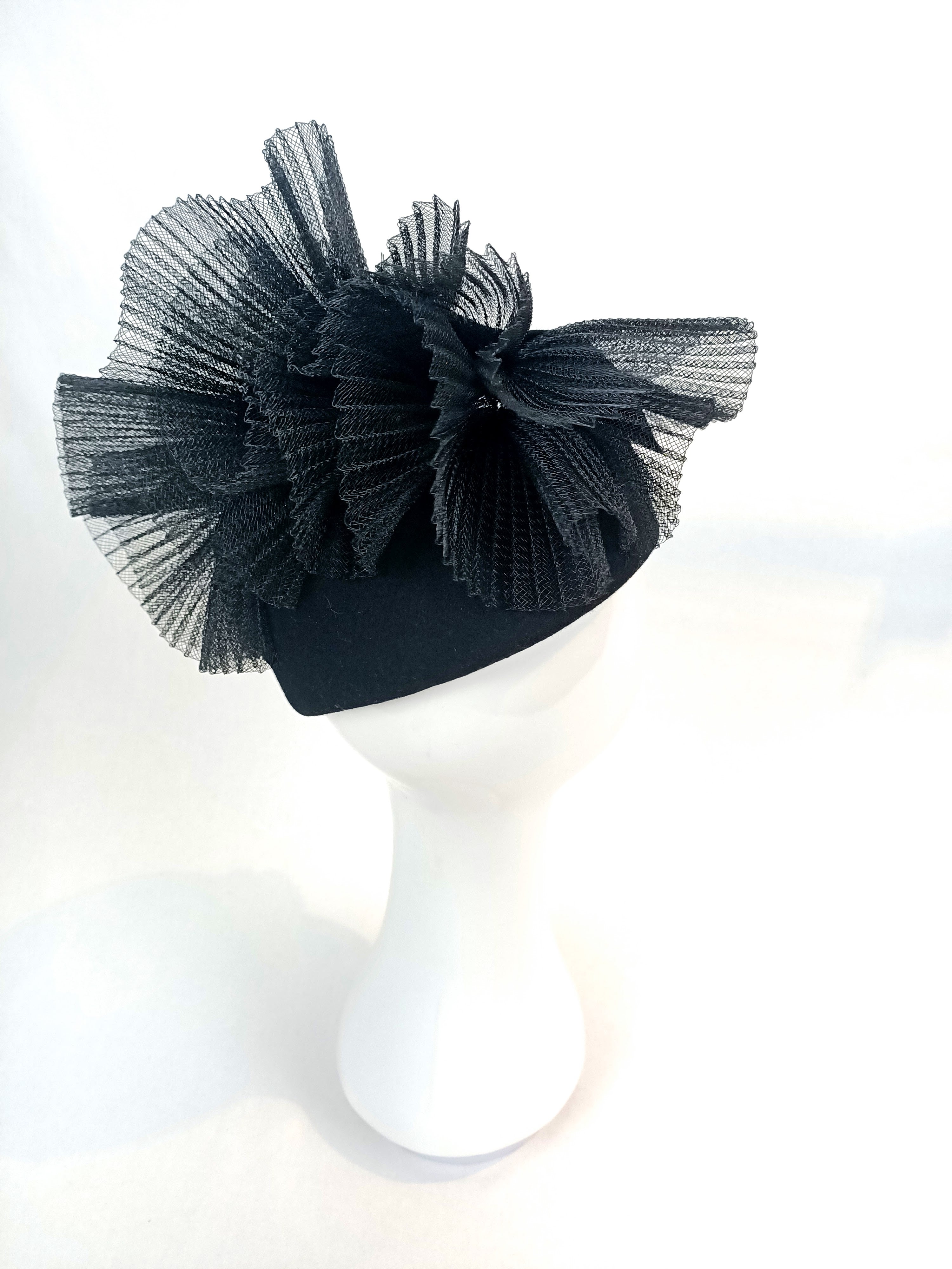Bespoke Odette beret crafted from felt – designed for Derby Day by Kathryn Lee