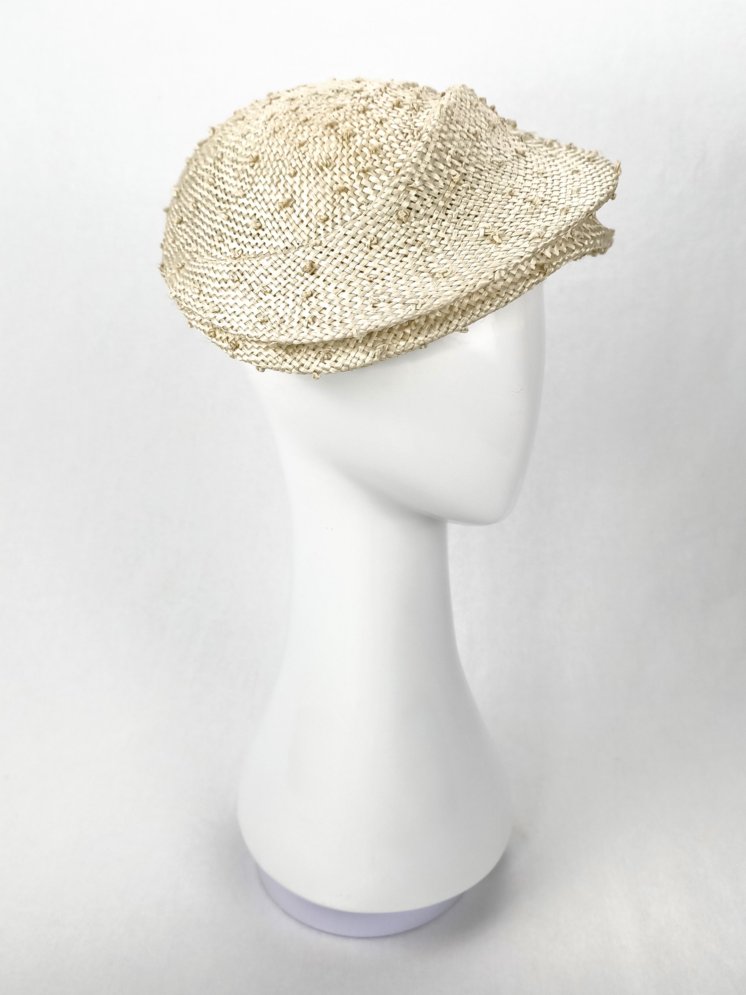 Pearle by Kathryn Lee Millinery – bespoke Cream cap for Melbourne Cup