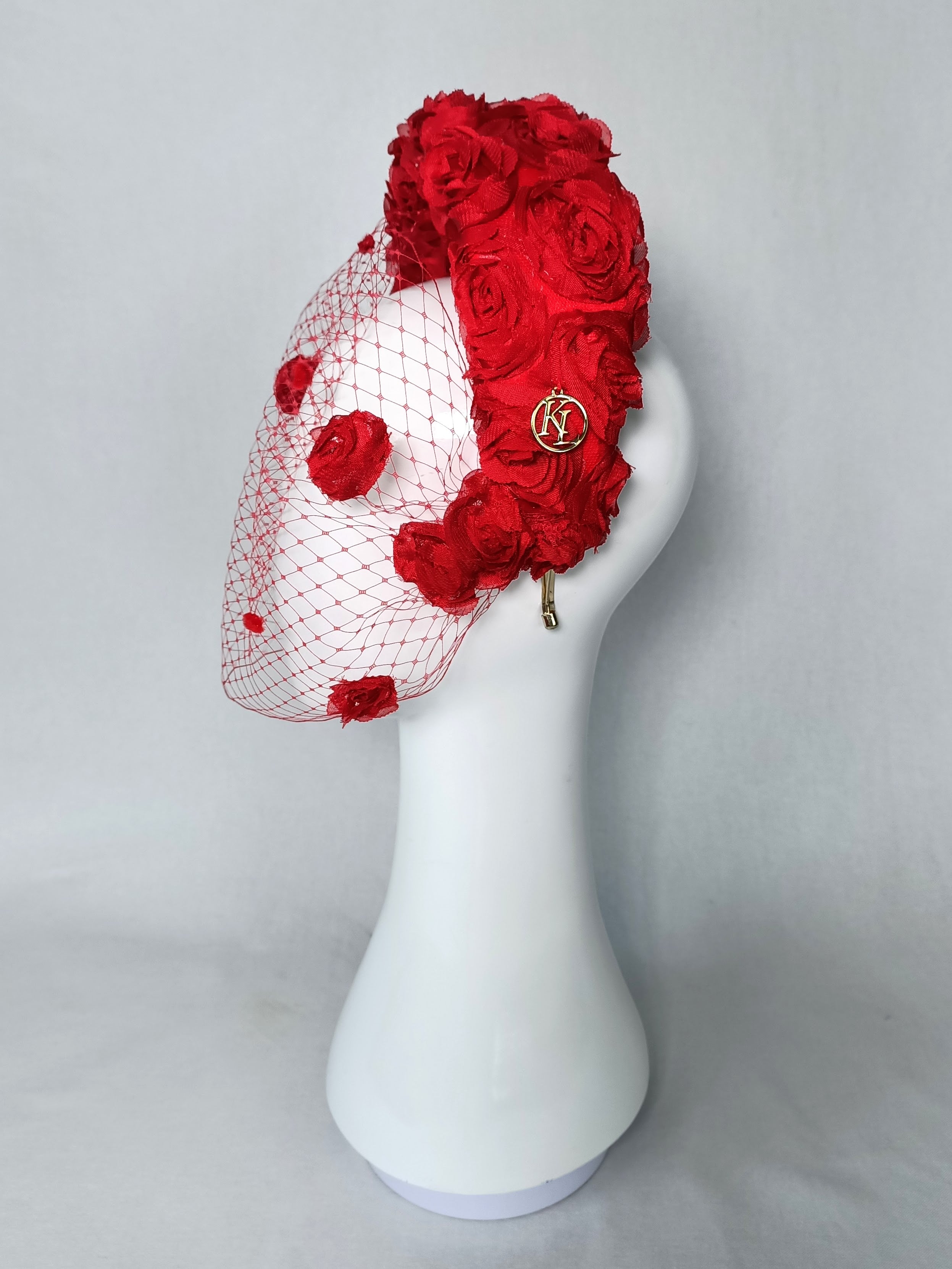 Designer headband Rosa crafted from silk – Kathryn Lee Millinery Australia