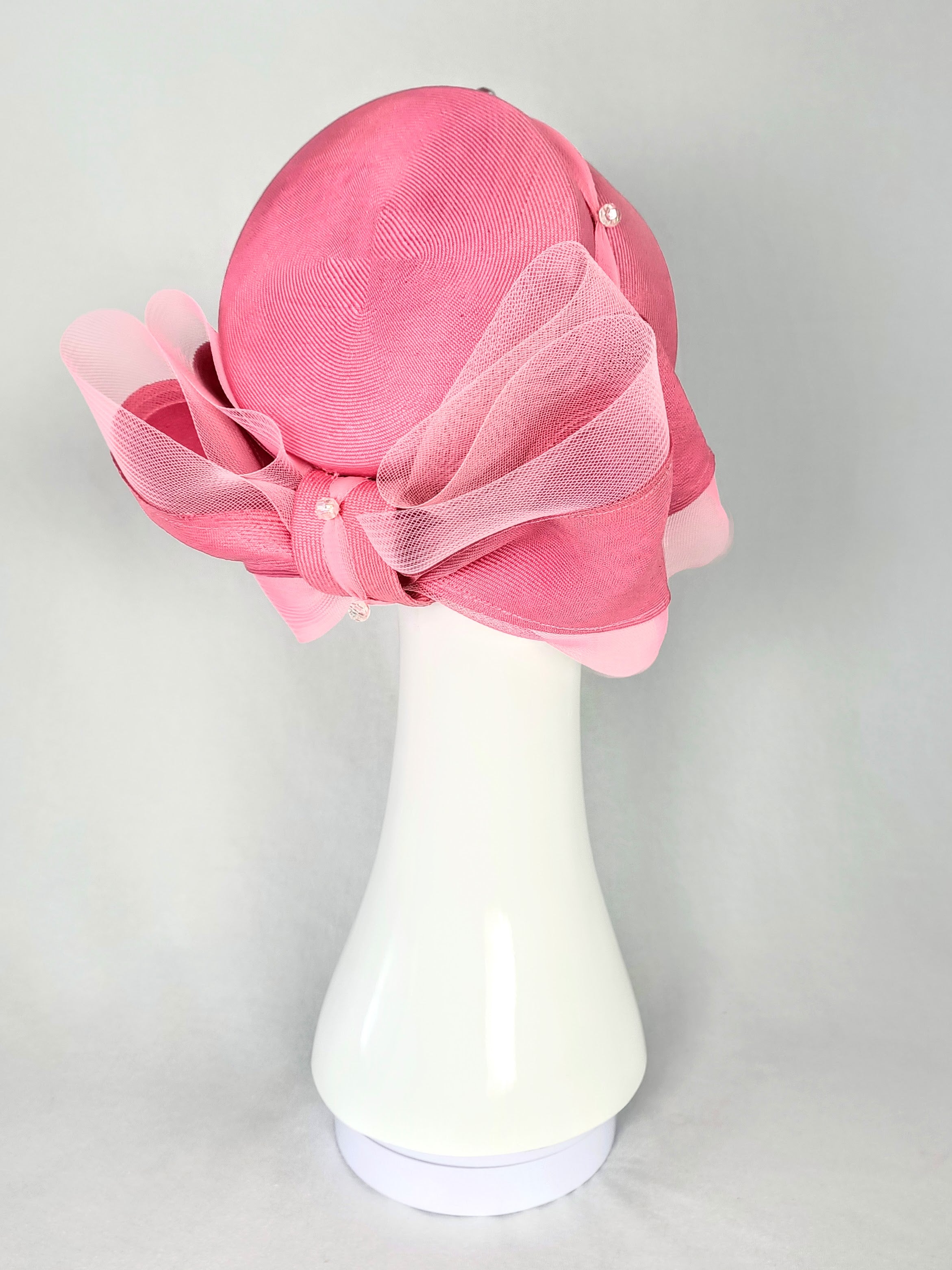 Rosalie pillbox hat – artisan millinery featuring straw and crystal for wedding and beyond