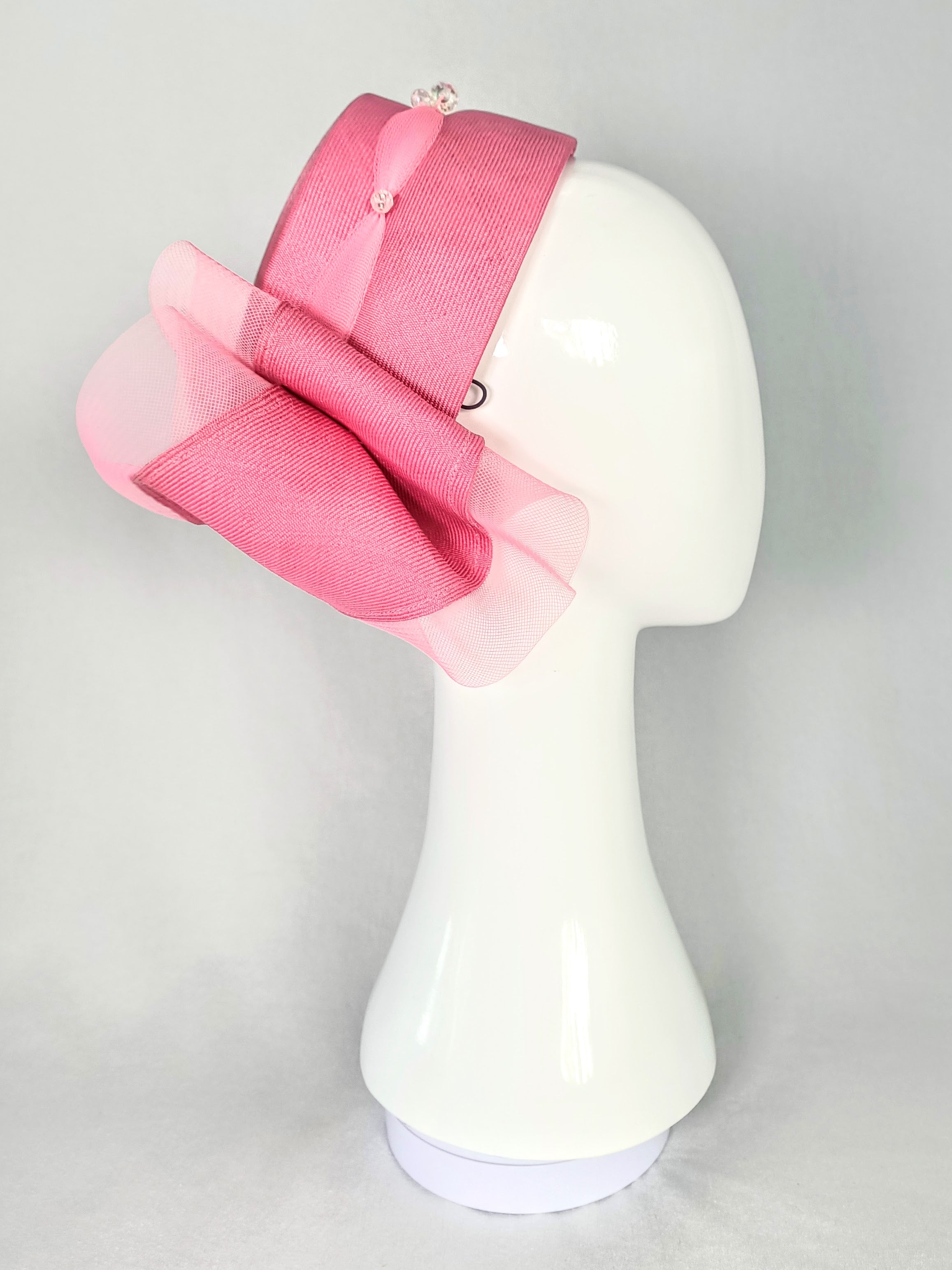 Rosalie by Kathryn Lee Millinery – bespoke Pink pillbox hat for garden party