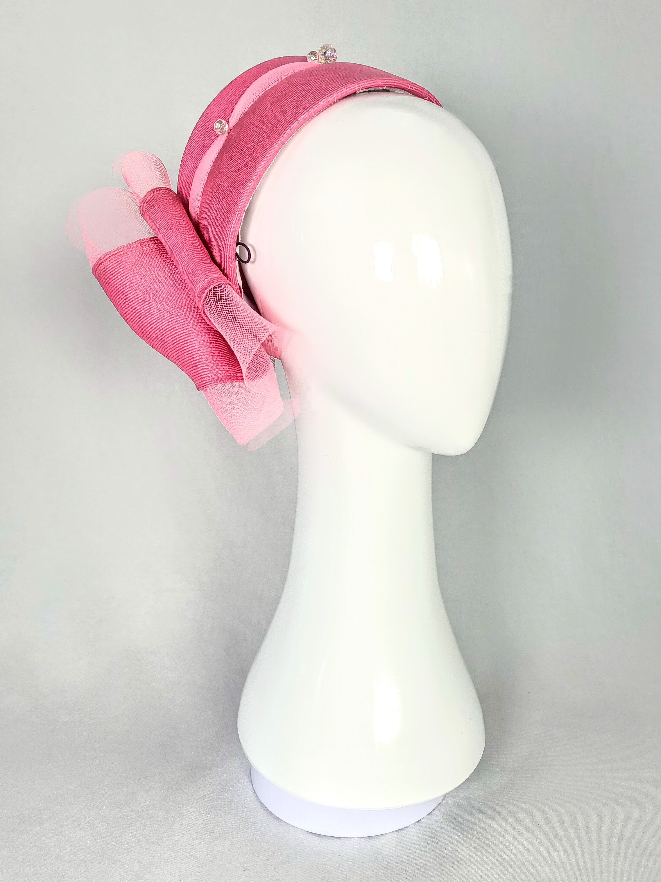Rosalie handcrafted pillbox hat crafted from straw and crystal – perfect for Cairns Amateurs and Kentucky Derby