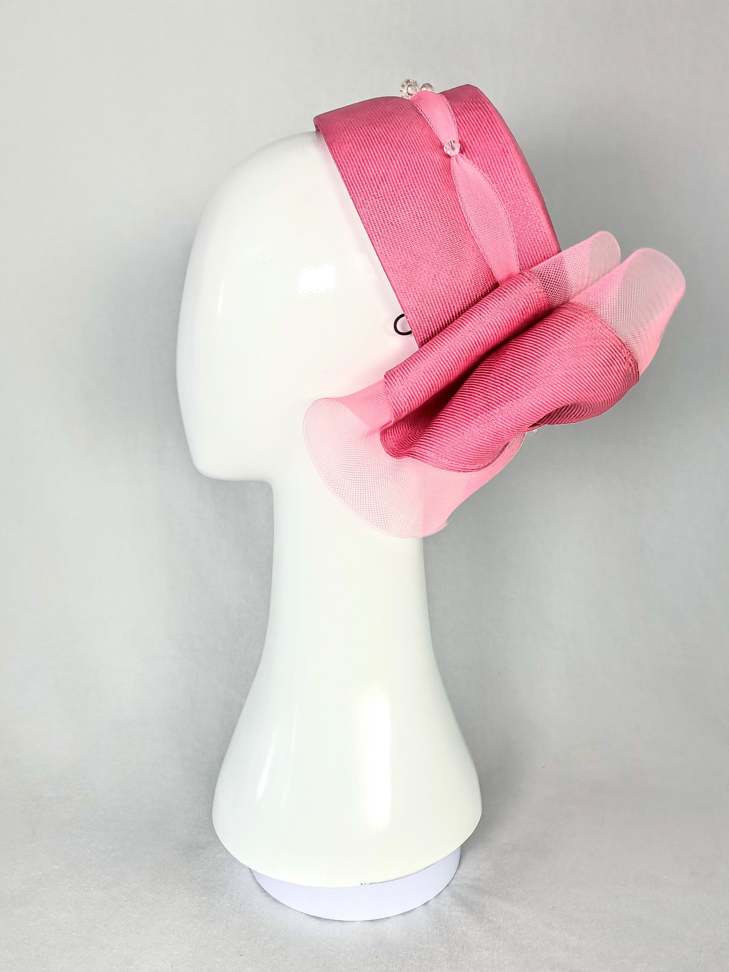 Bespoke Rosalie pillbox hat crafted from straw and crystal – designed for Royal Randwick by Kathryn Lee