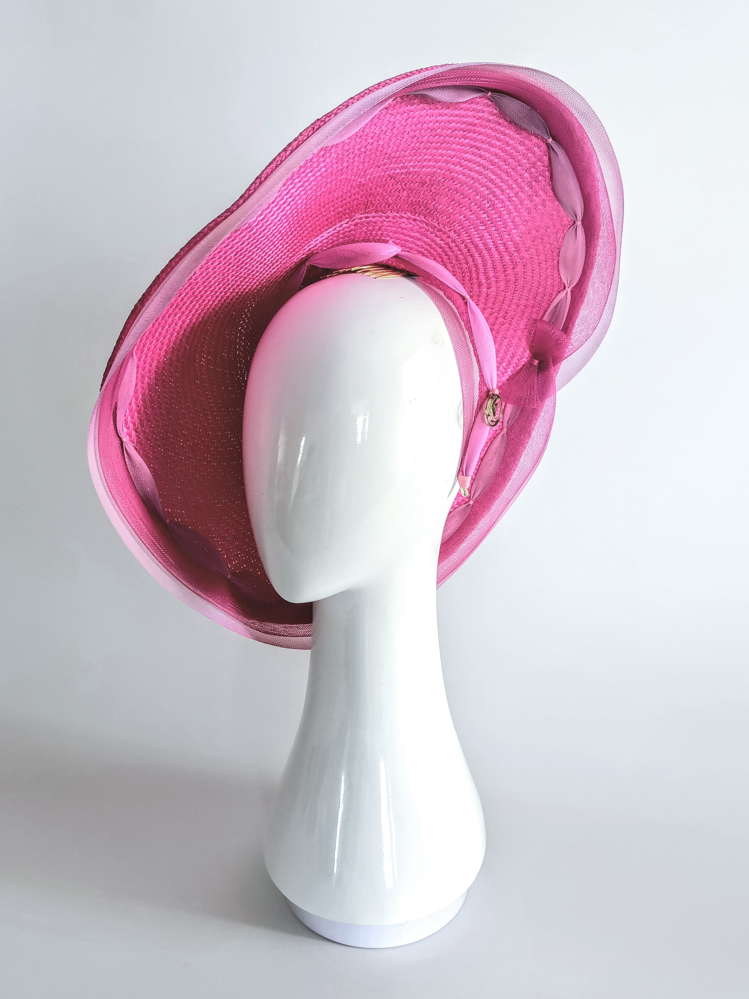 Australian milliner Kathryn Lee – Sophia Pink hat featuring straw