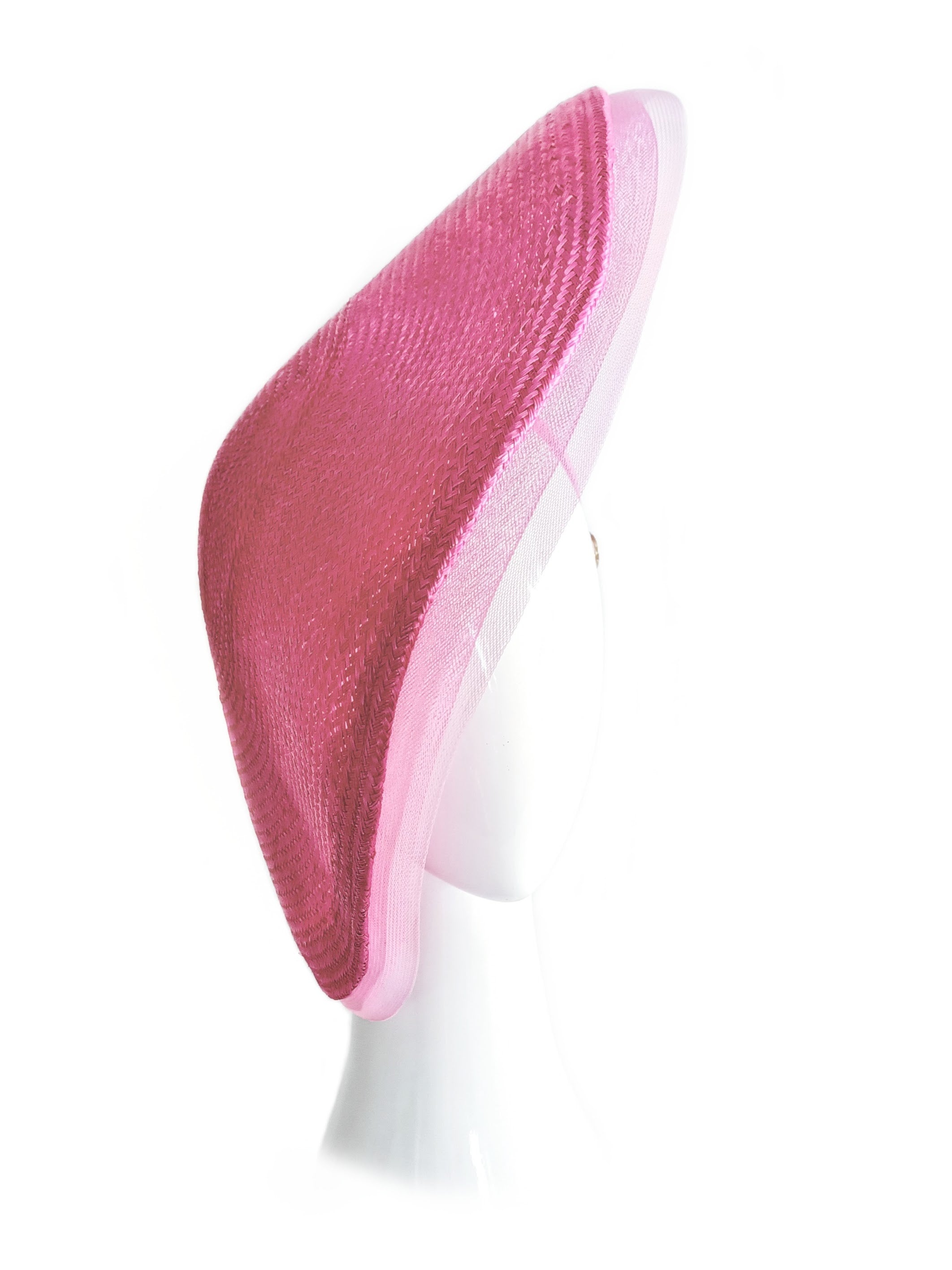 Pink Sophia hat crafted from straw – luxury racing headwear by Kathryn Lee