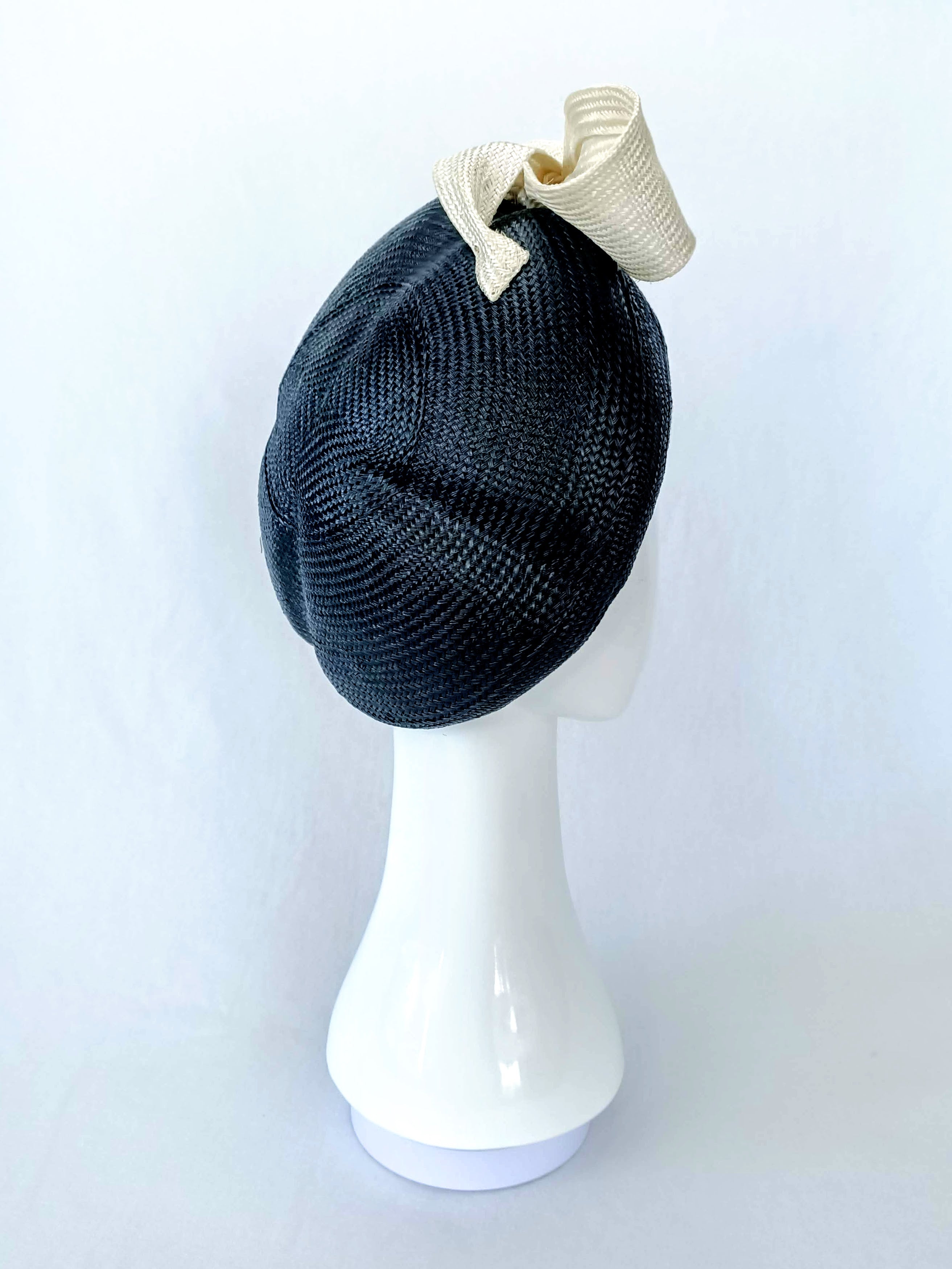Australian milliner Kathryn Lee – Suzette Black beret featuring straw