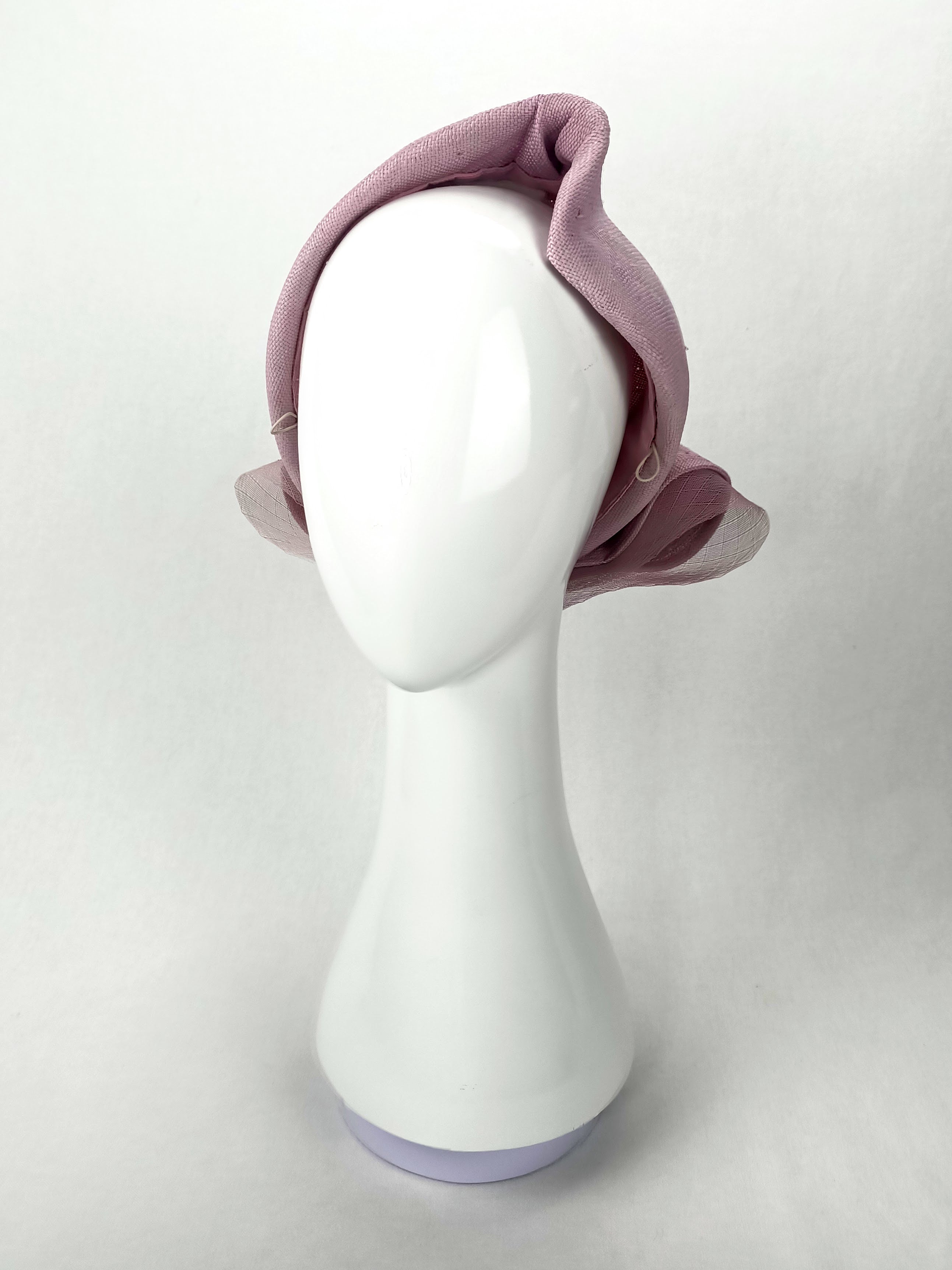 Lavender pillbox hat Violet featuring straw and pearl – handmade in Sydney by Kathryn Lee