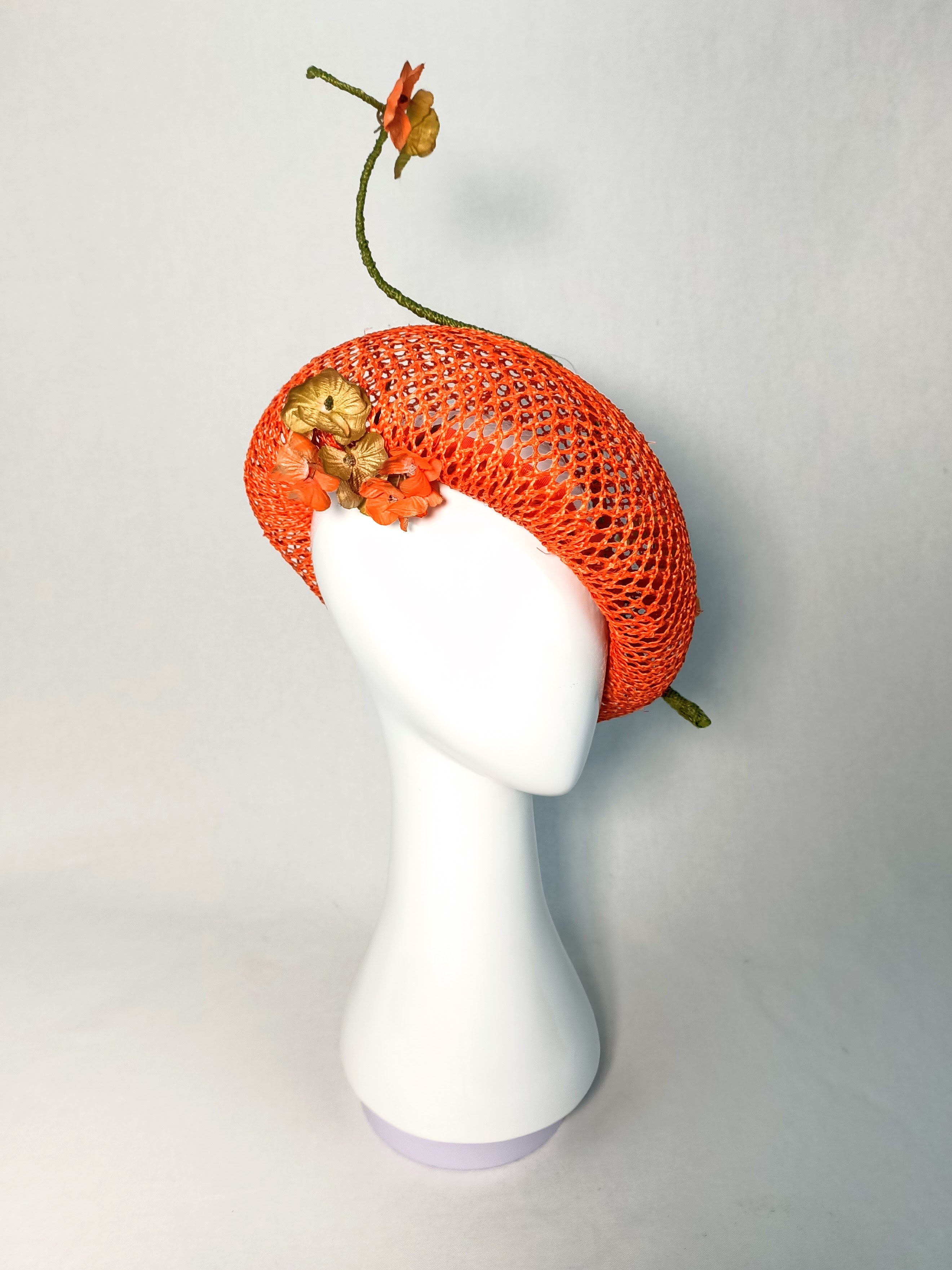 Yvette beret from the Kathryn Lee Millinery collection featuring straw and feather