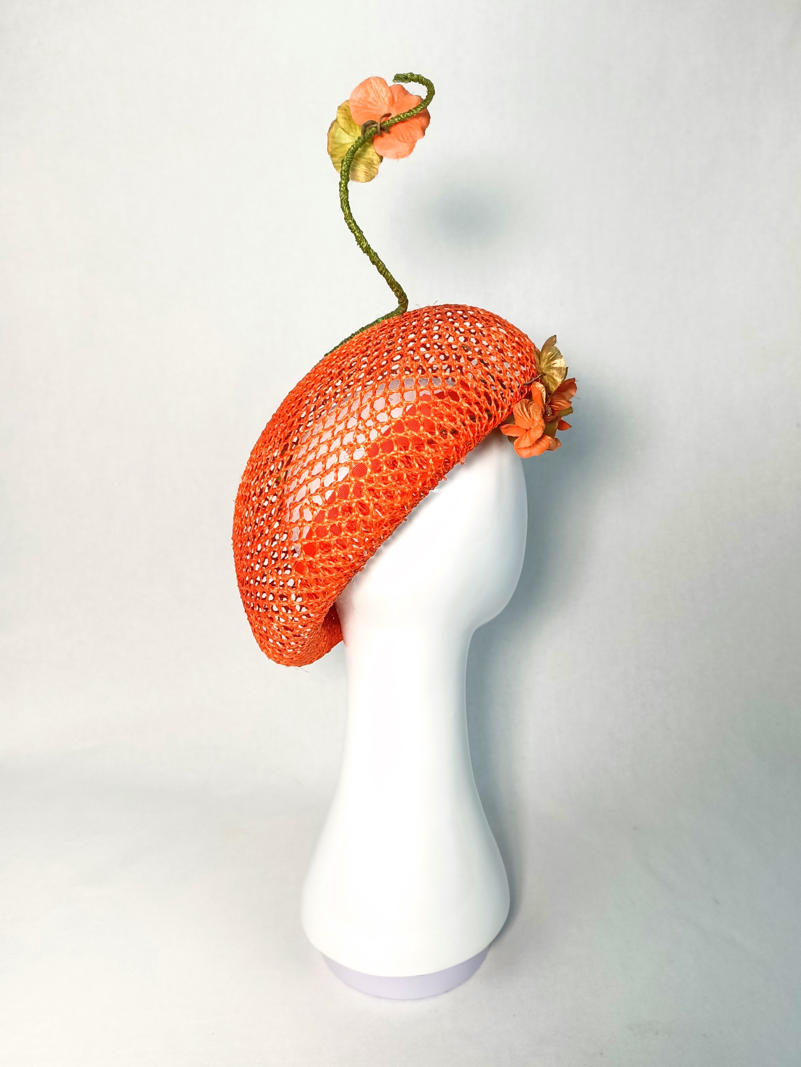 Yvette by Kathryn Lee Millinery – bespoke Orange beret for polo